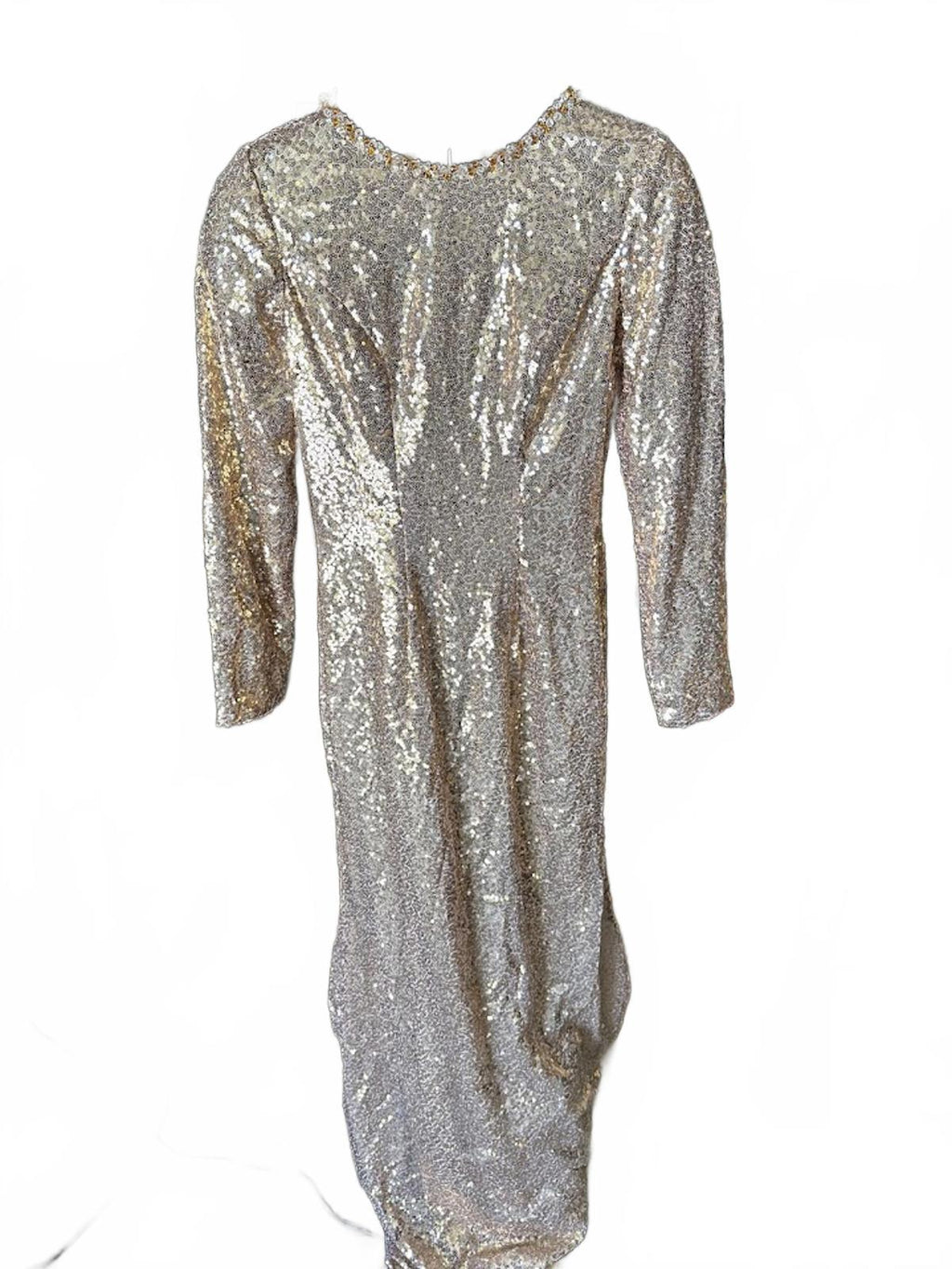Honey Qiao Gold Sequin Evening Gown US2 NWT