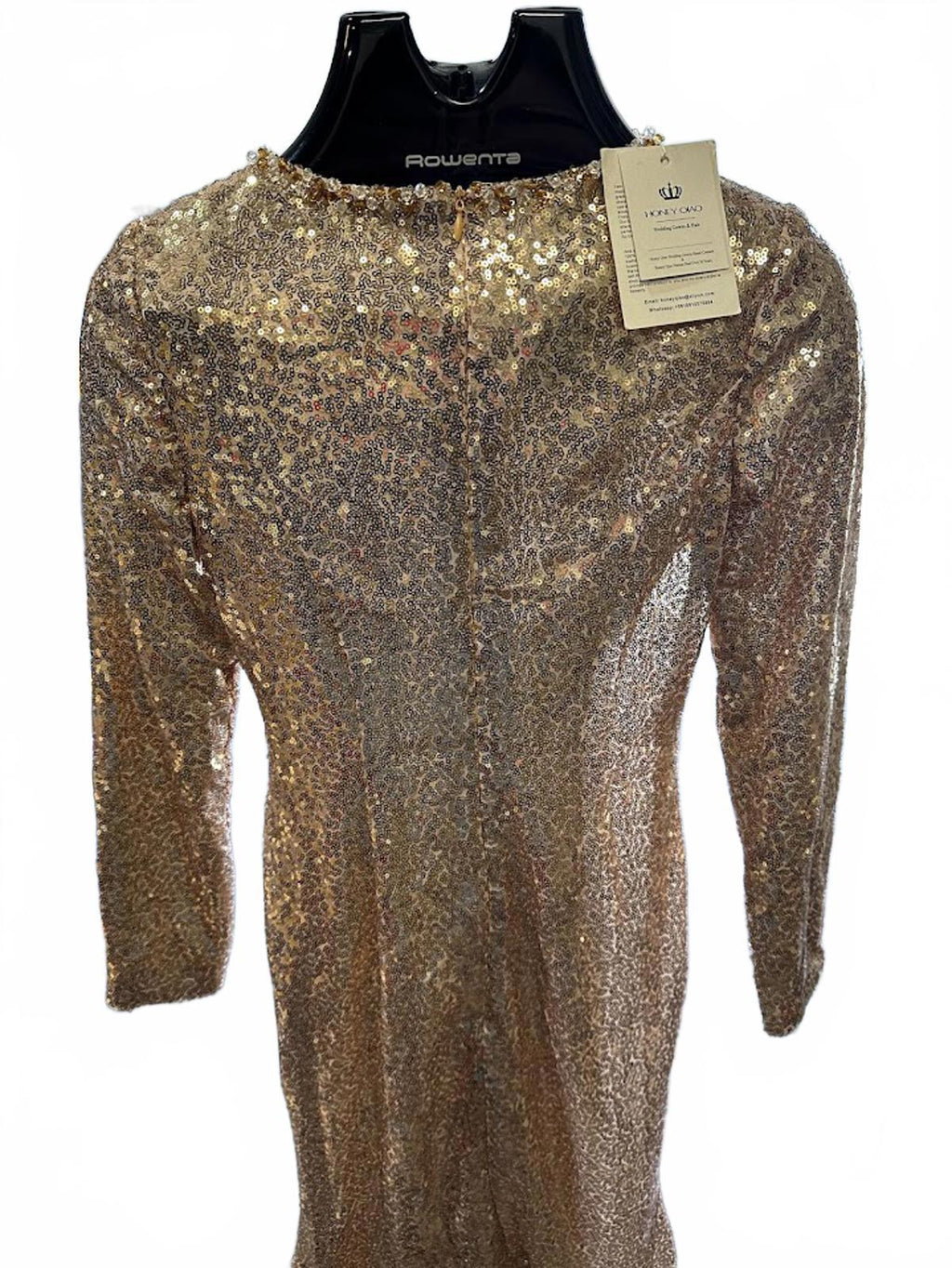 Honey Qiao Gold Sequin Evening Gown US2 NWT