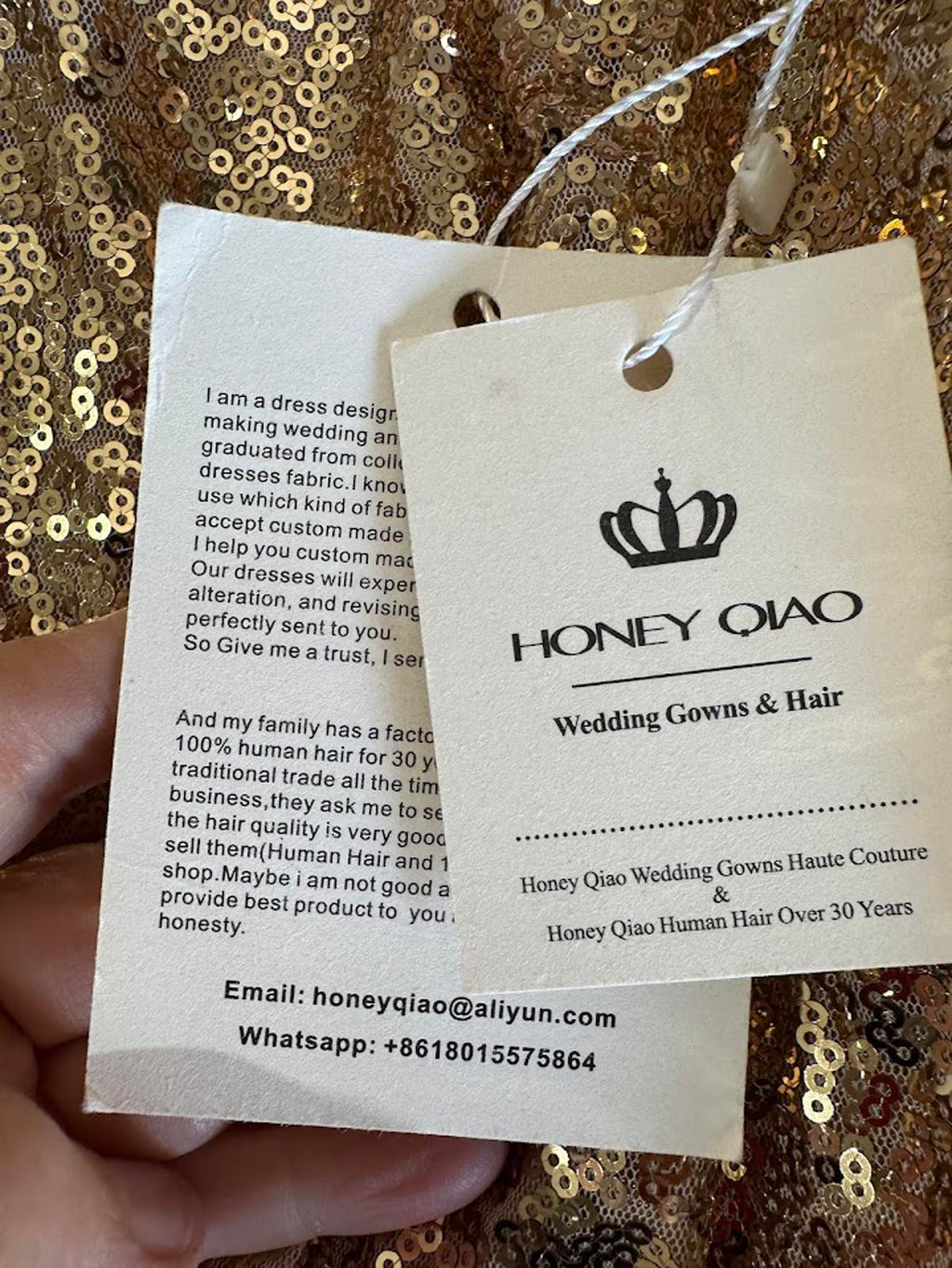 Honey Qiao Gold Sequin Evening Gown US2 NWT