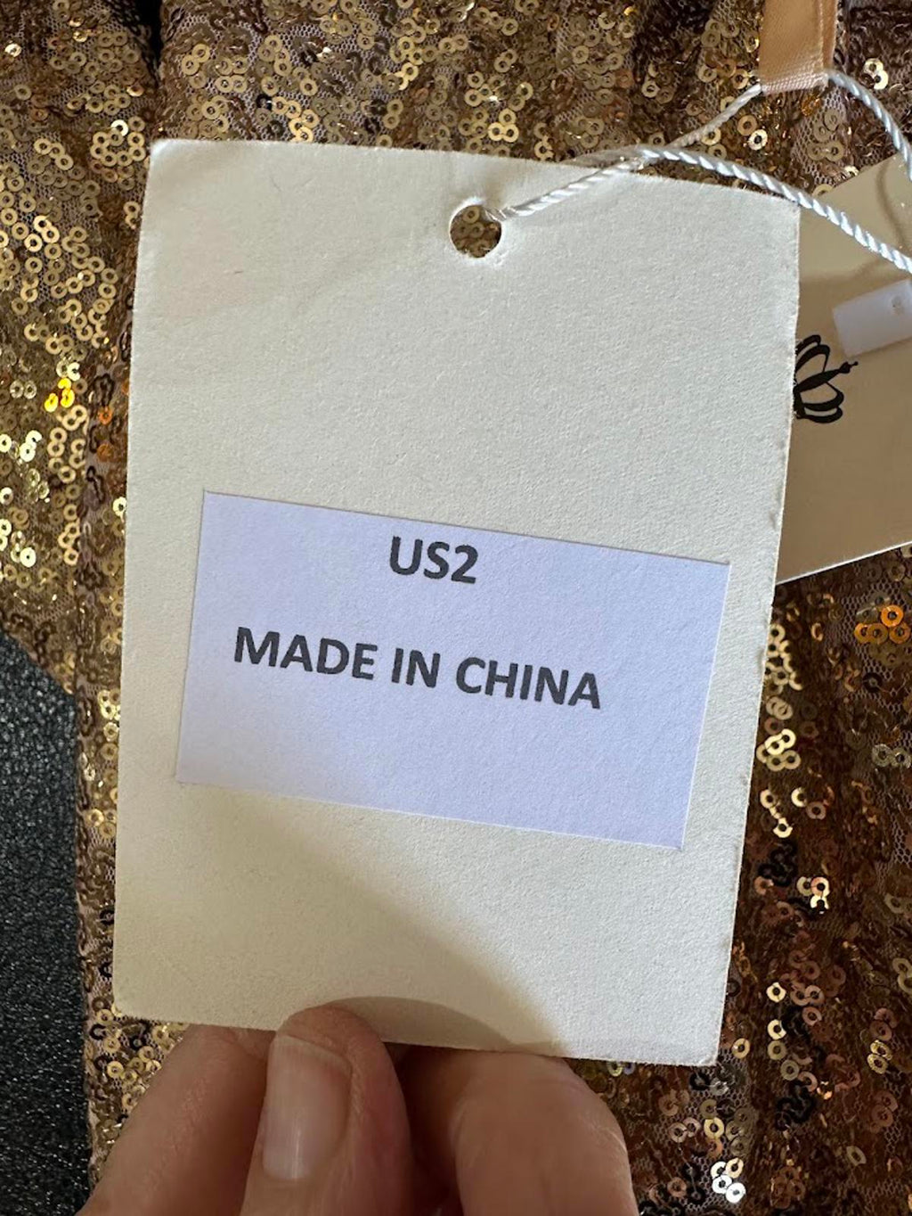 Honey Qiao Gold Sequin Evening Gown US2 NWT