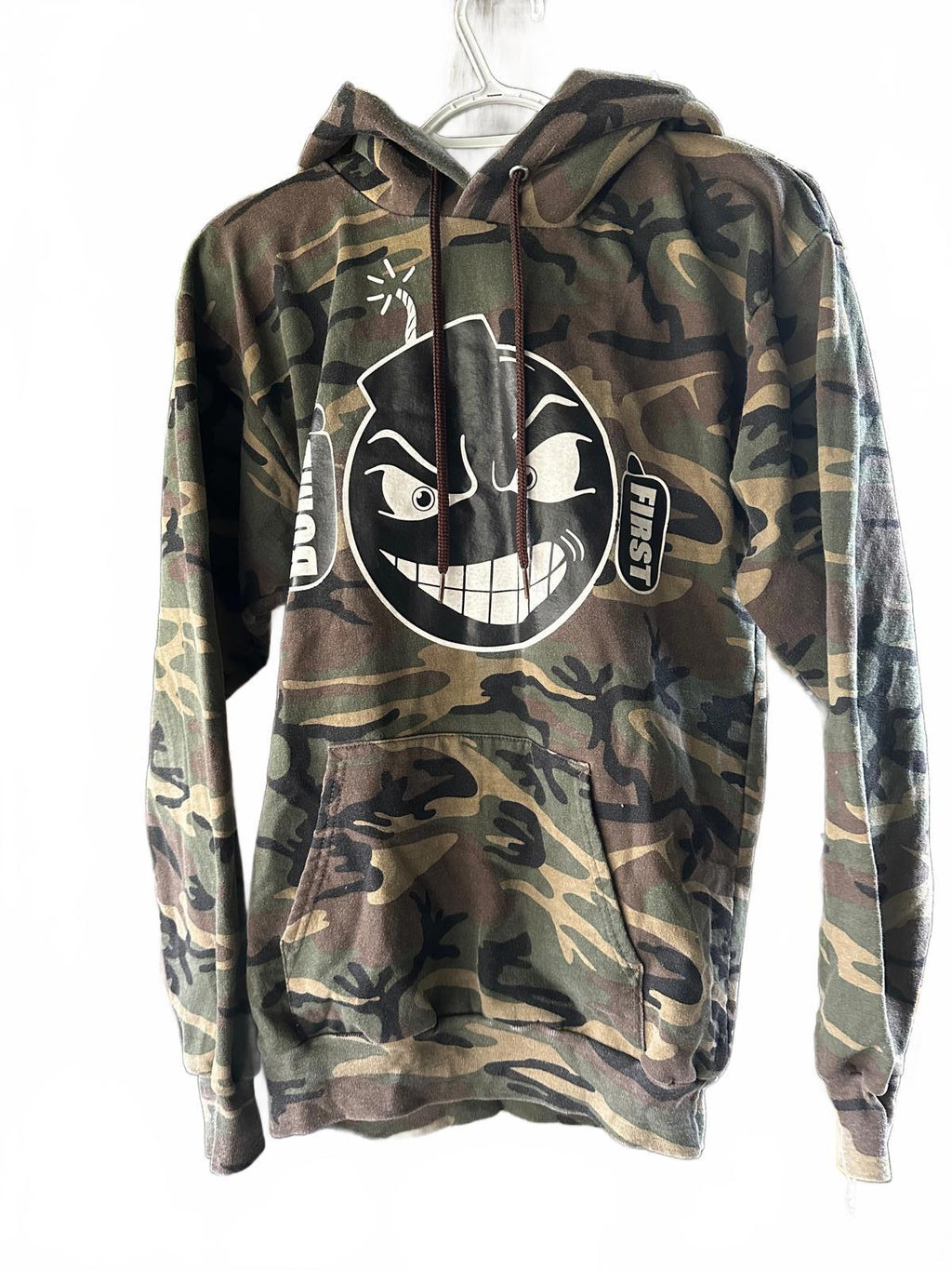 Bomb First Camo Graphic Pullover Hoodie Size S