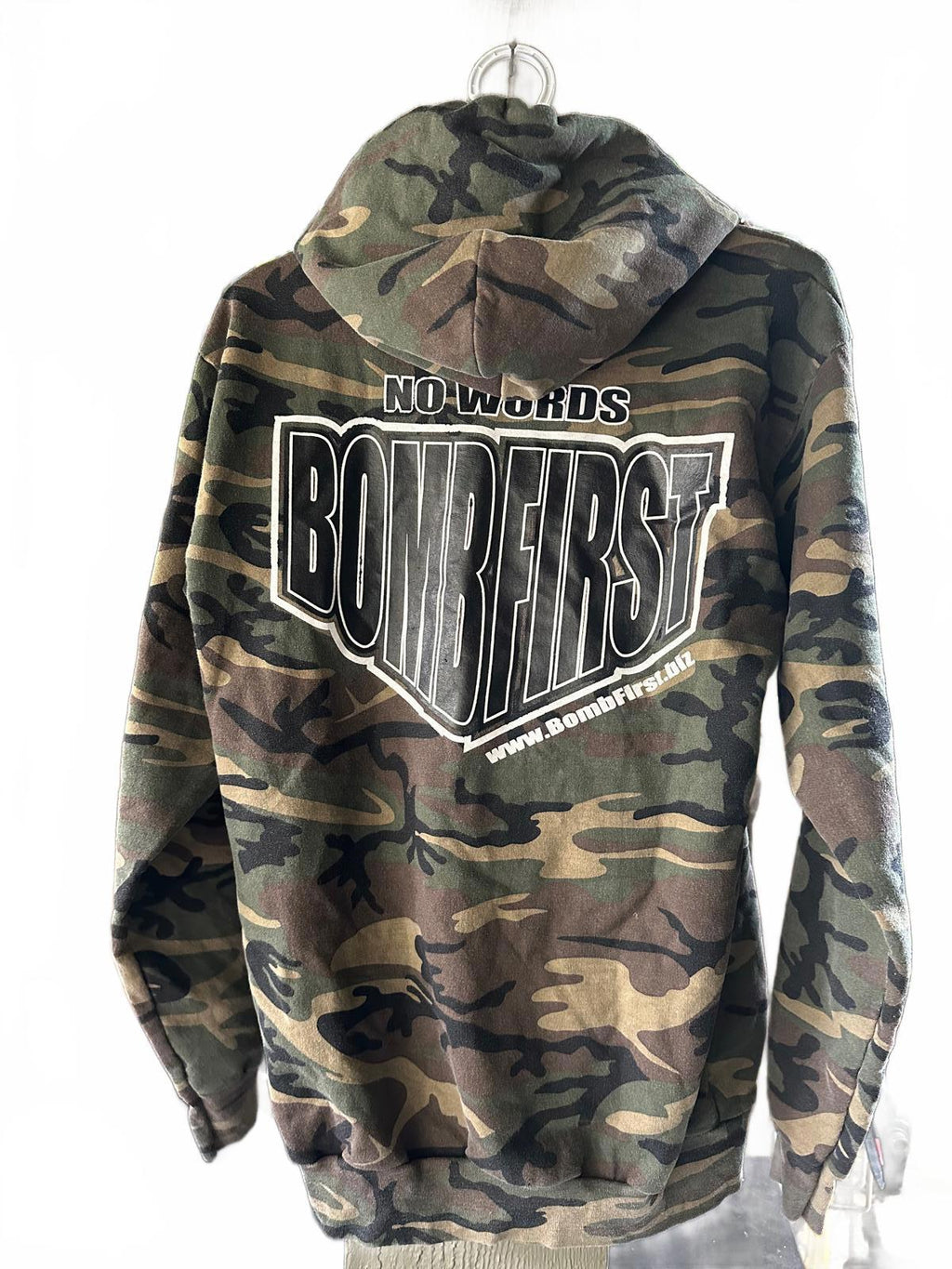 Bomb First Camo Graphic Pullover Hoodie Size S