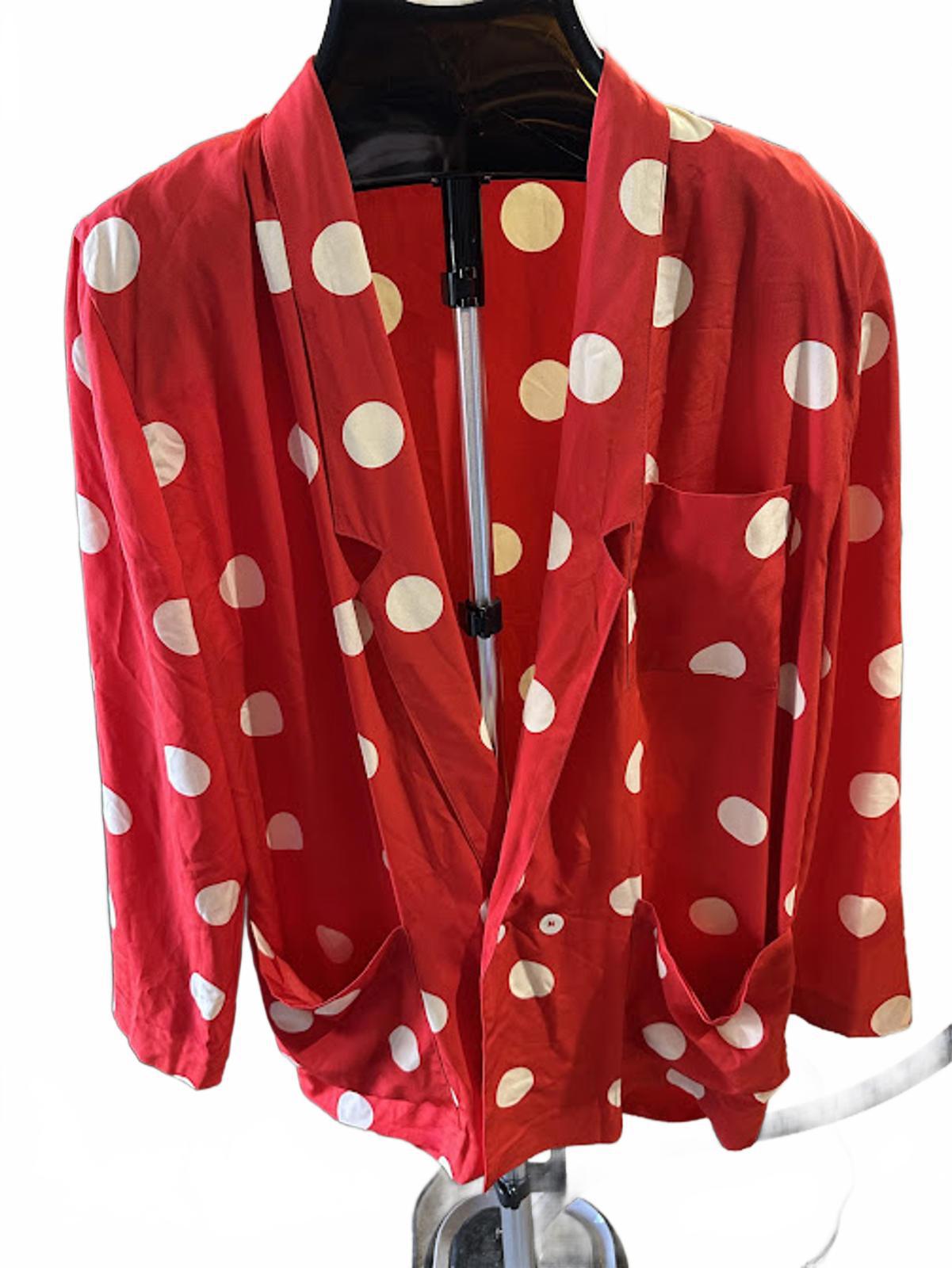 Liz Claiborne Red Polka Dot Silk Blouse 8