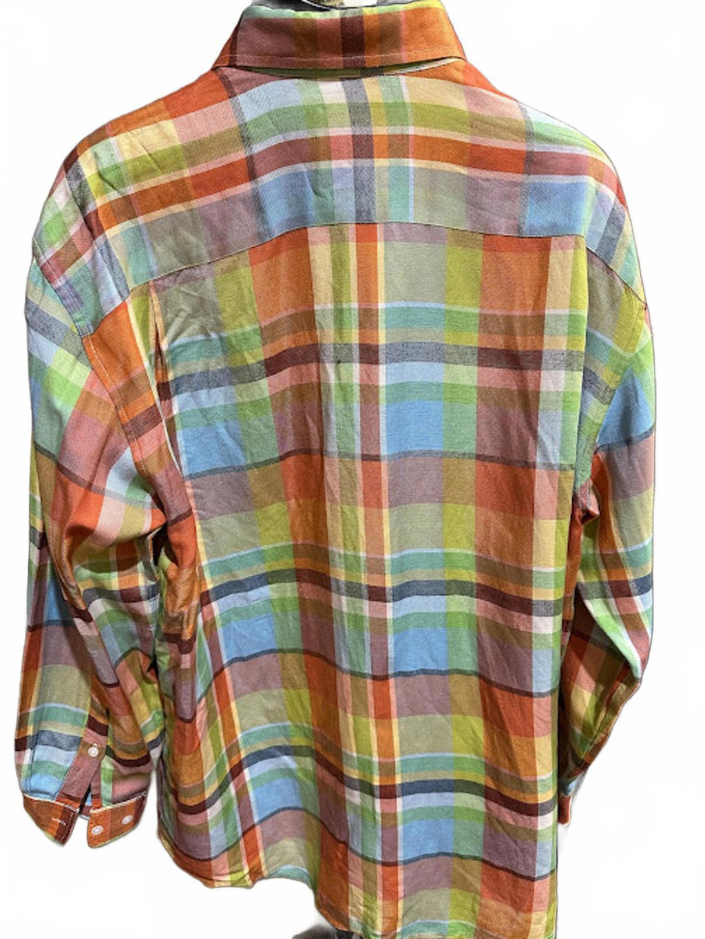 Orvis Signature Silk Linen Plaid Shirt L