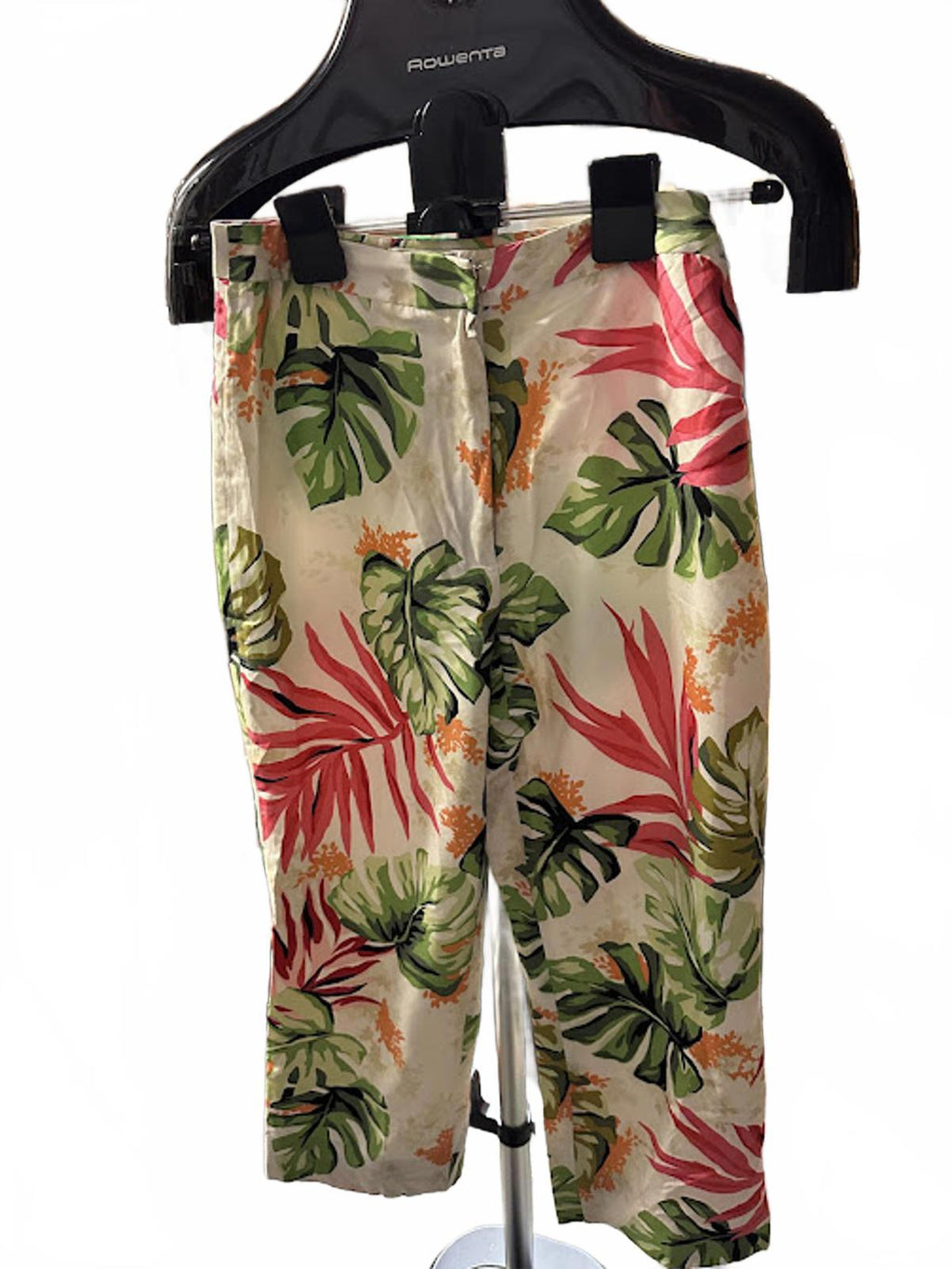 Silk Tropical Leaf Cropped Pants Women’s 2P
