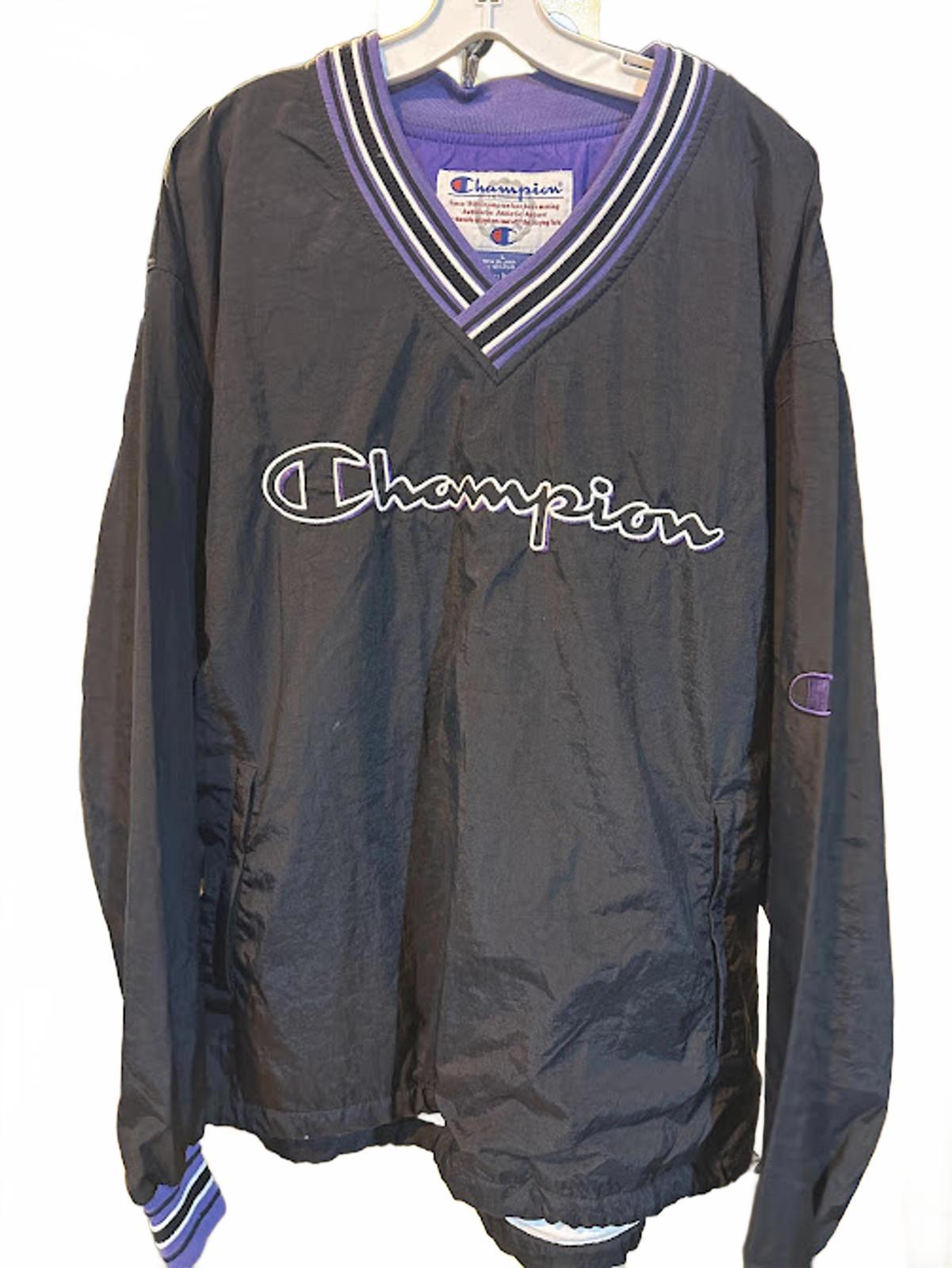 Champion V-Neck Pullover Windbreaker Jacket L