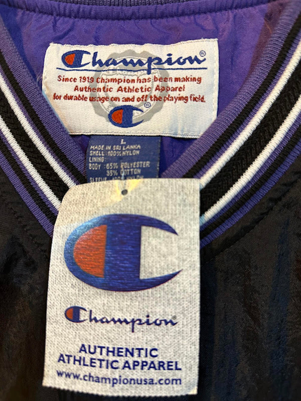 Champion V-Neck Pullover Windbreaker Jacket L