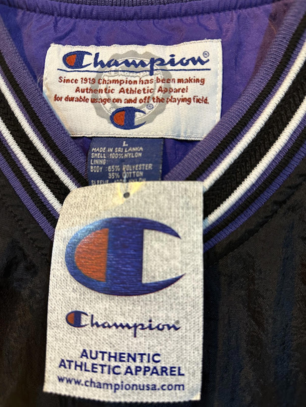Champion V-Neck Pullover Windbreaker Jacket L