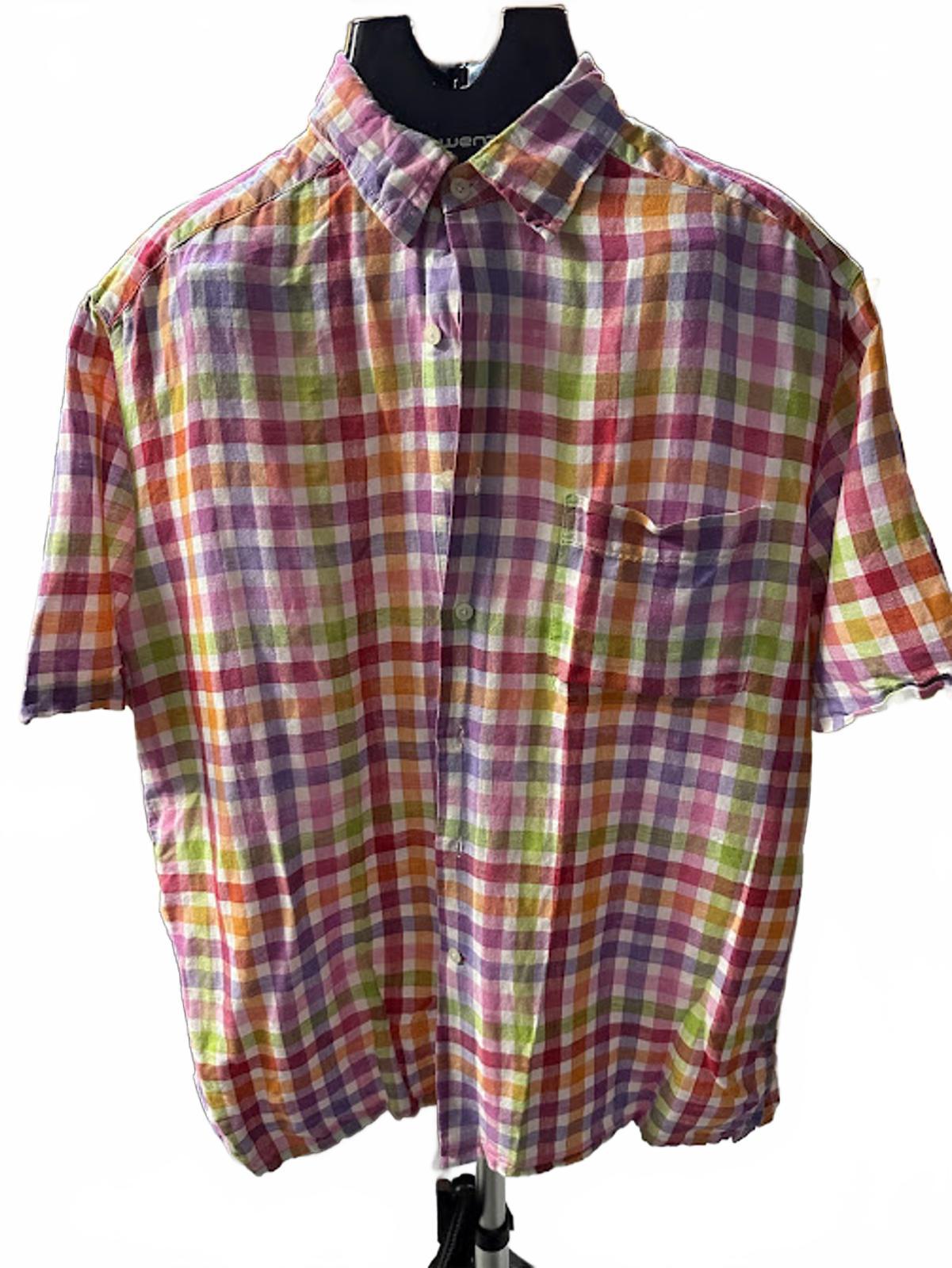 EQ Linen Cotton Plaid Shirt Large