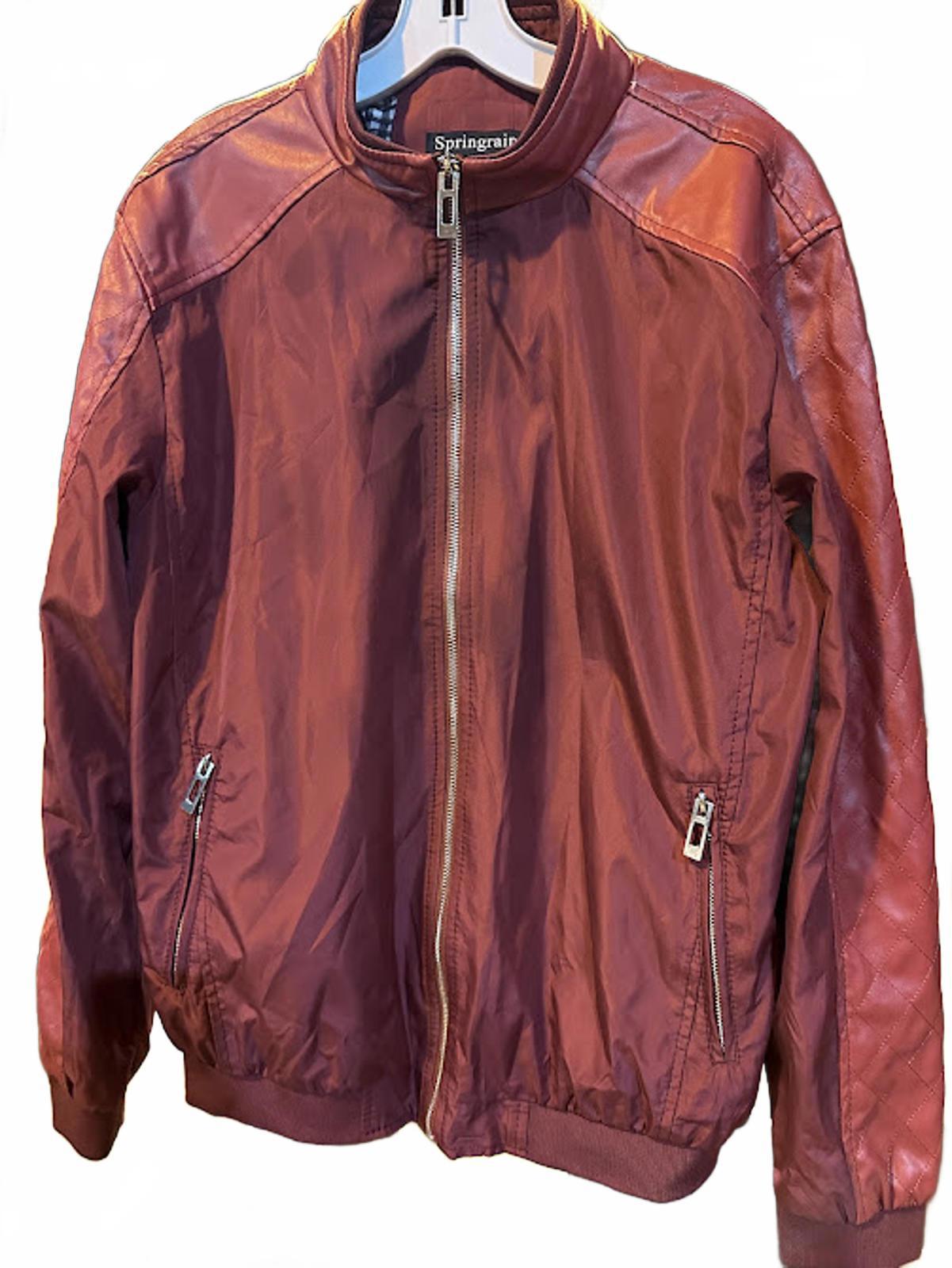 Springrain Burgundy Faux Leather Moto Jacket M