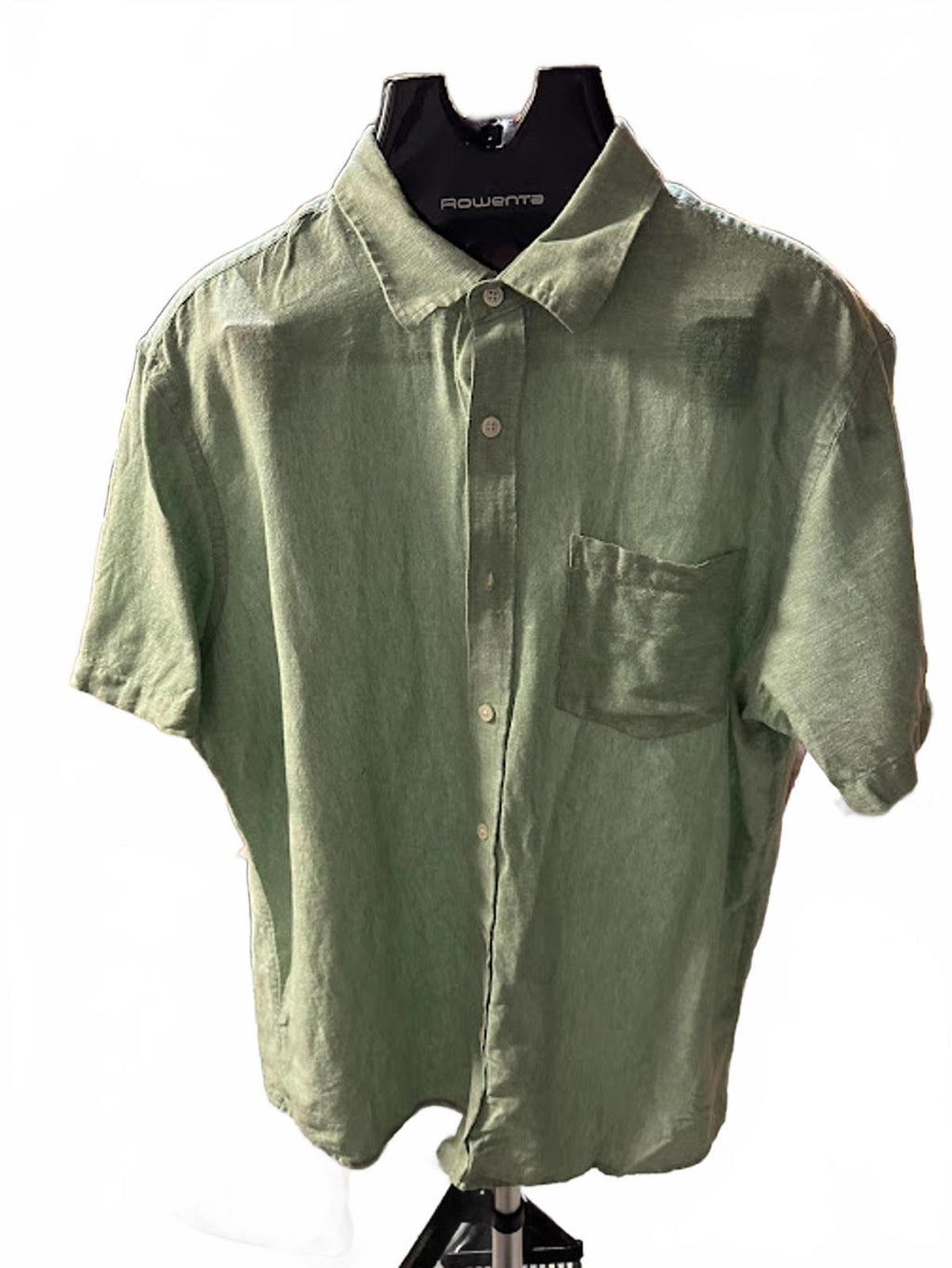 Banana Republic Linen Green Plaid Shirt L