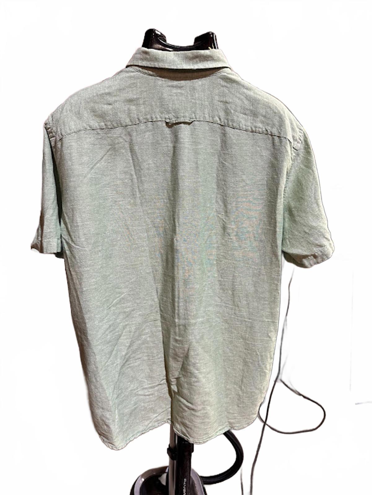 Banana Republic Linen Green Plaid Shirt L