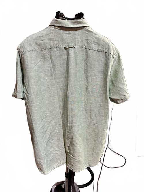 Banana Republic Linen Green Plaid Shirt L