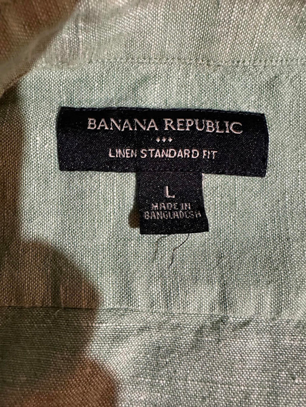 Banana Republic Linen Green Plaid Shirt L