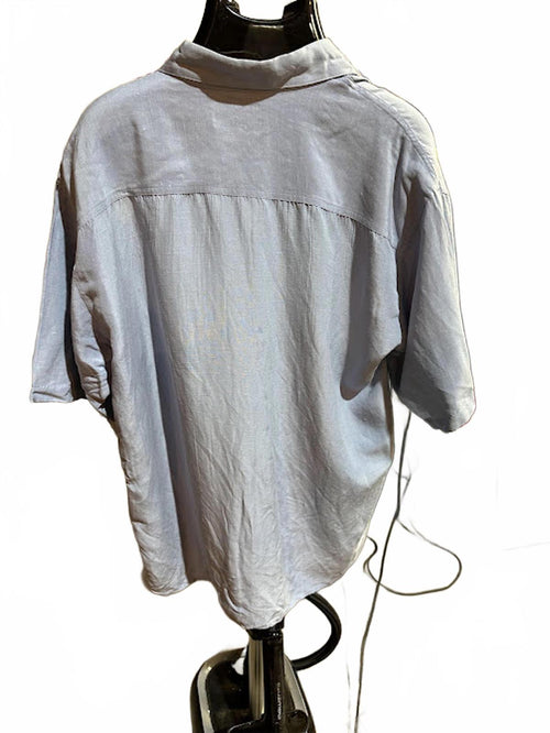 Bill Blass Silk Linen Short Sleeve Shirt L