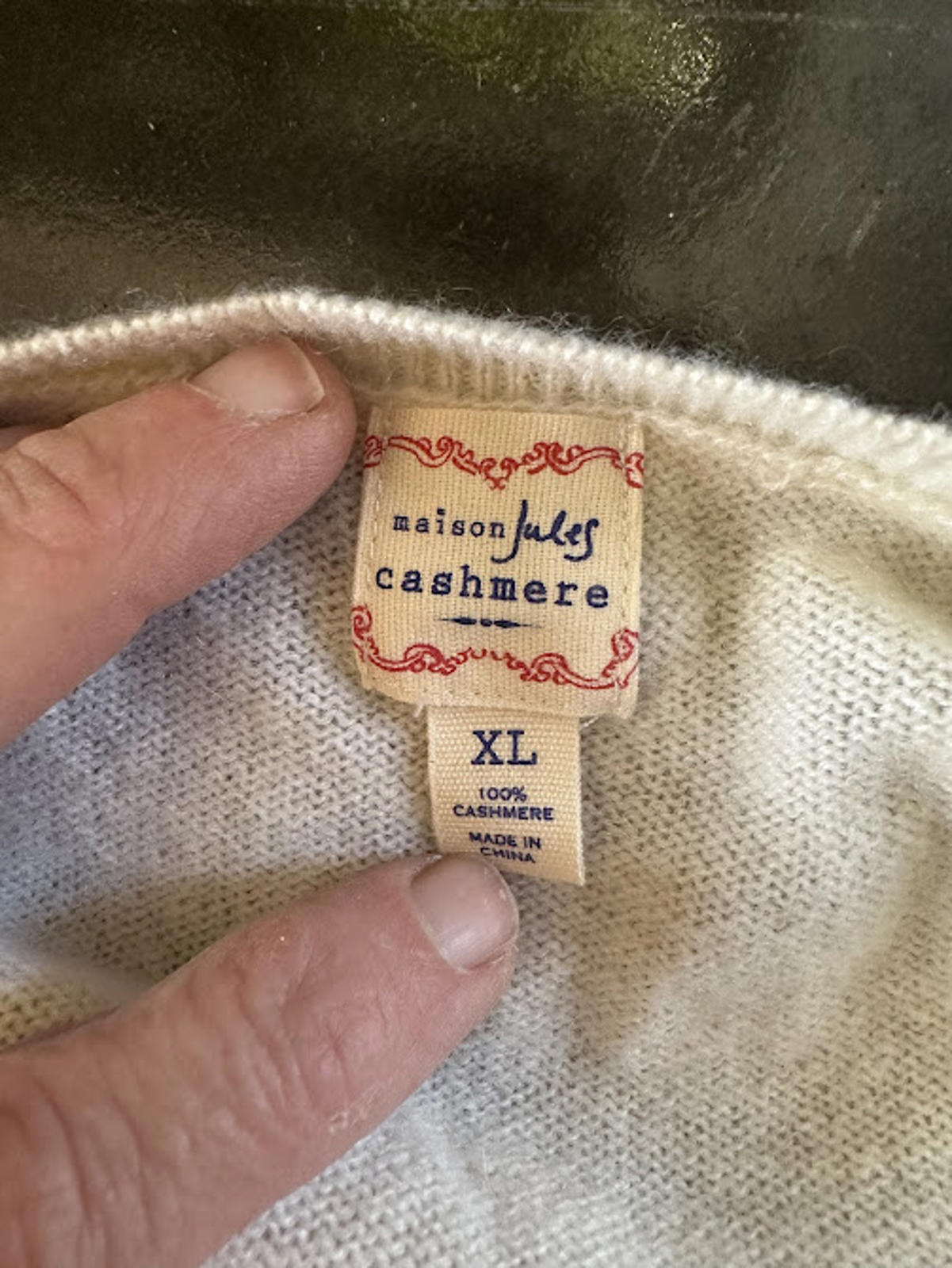 Maison Jules 100% Cashmere Stripe Sweater XL