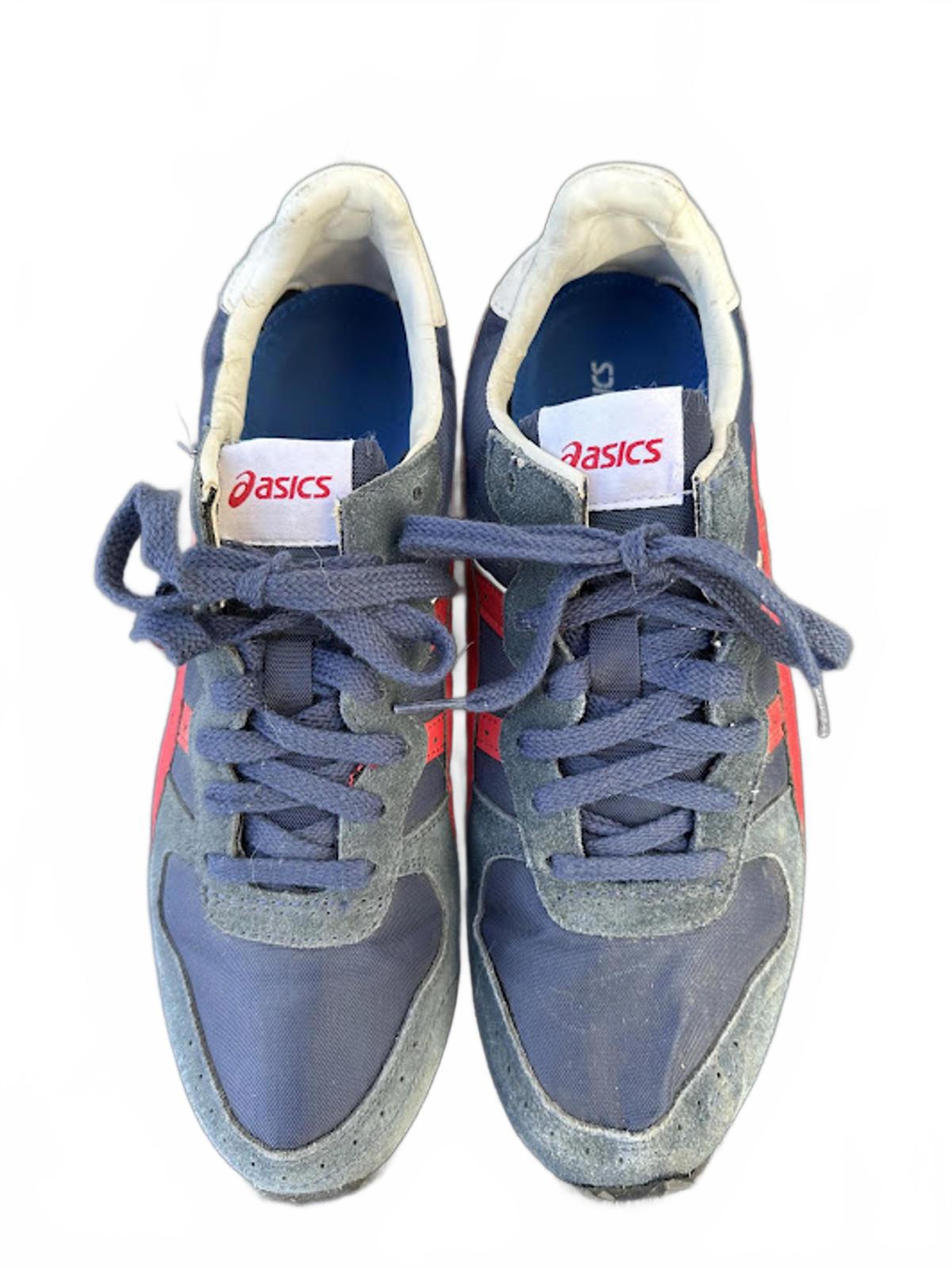 ASICS Retro Nylon Suede Sneakers Navy Red