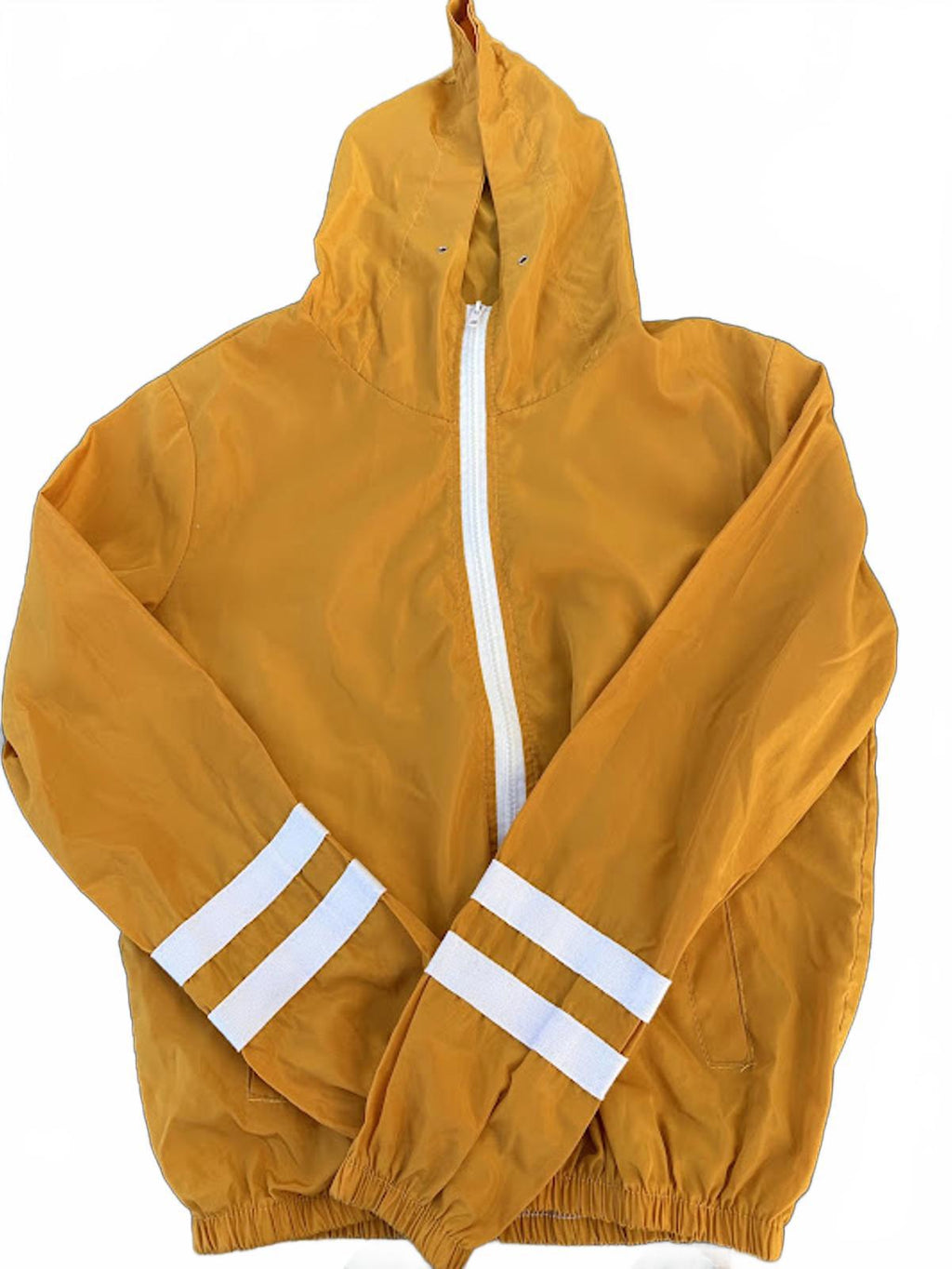 Gold Hooded Windbreaker Jacket Retro Stripe S