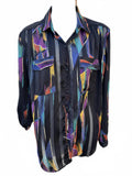 Bill Blass Byron Abstract Silk Blouse Size 7