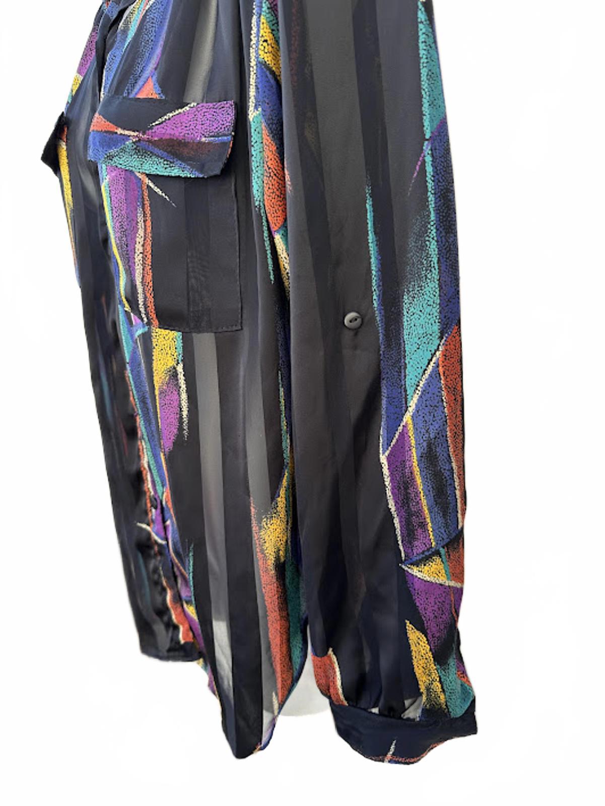 Bill Blass Byron Abstract Silk Blouse Size 7