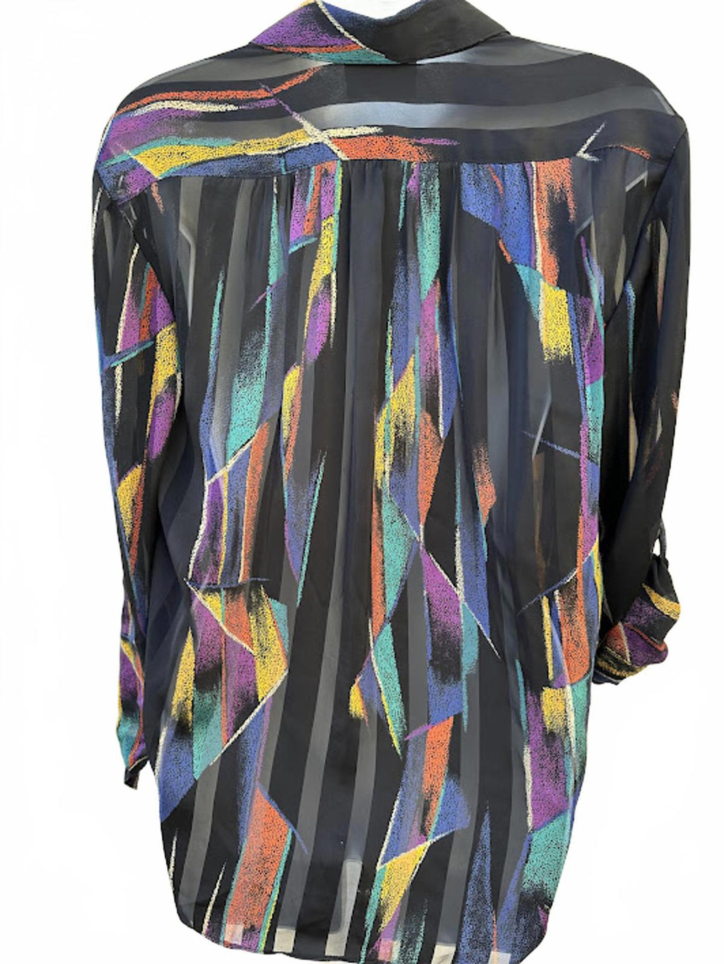 Bill Blass Byron Abstract Silk Blouse Size 7
