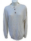 Vintage Made in Italy White Knit Henley Sweater