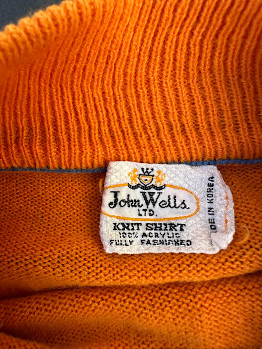 Vintage John Wells Orange Acrylic Knit Sweater Korea