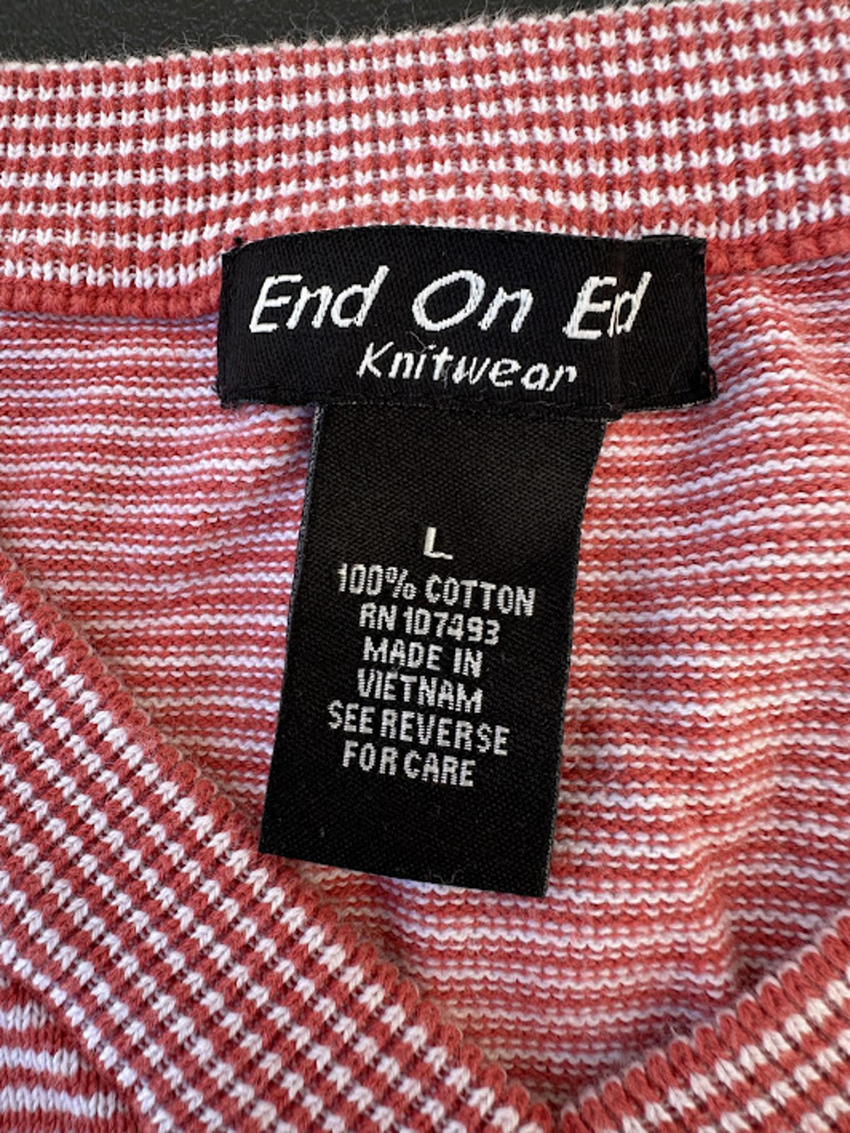 End On Ed Red White Striped Knit Vest L