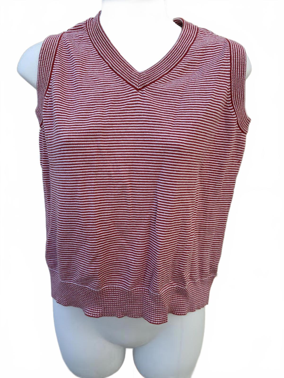 End On Ed Red White Striped Knit Vest L