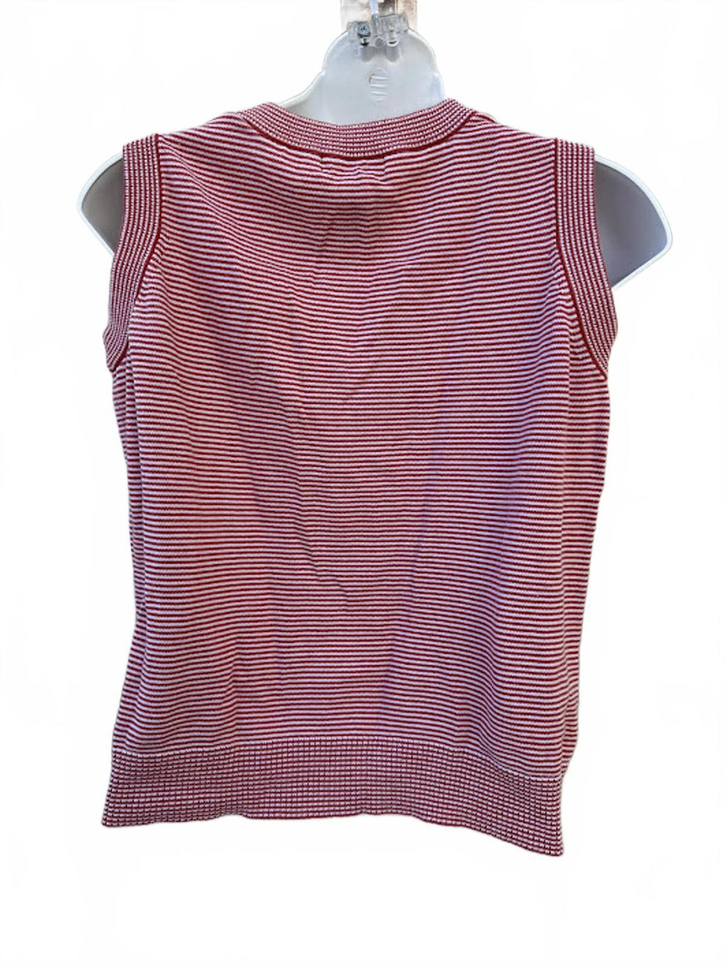 End On Ed Red White Striped Knit Vest L