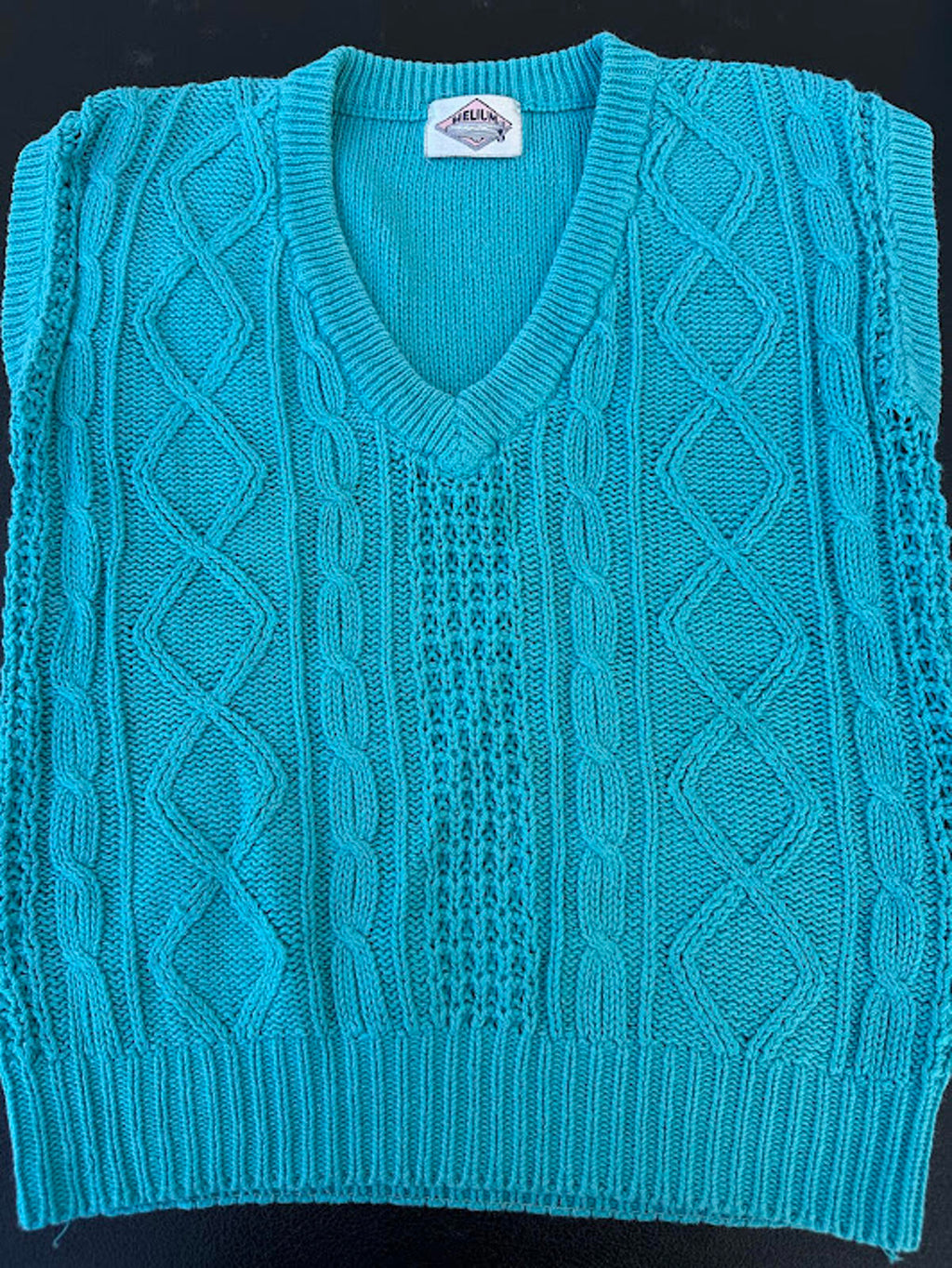 Helium Cable Knit Sweater Vest Turquoise