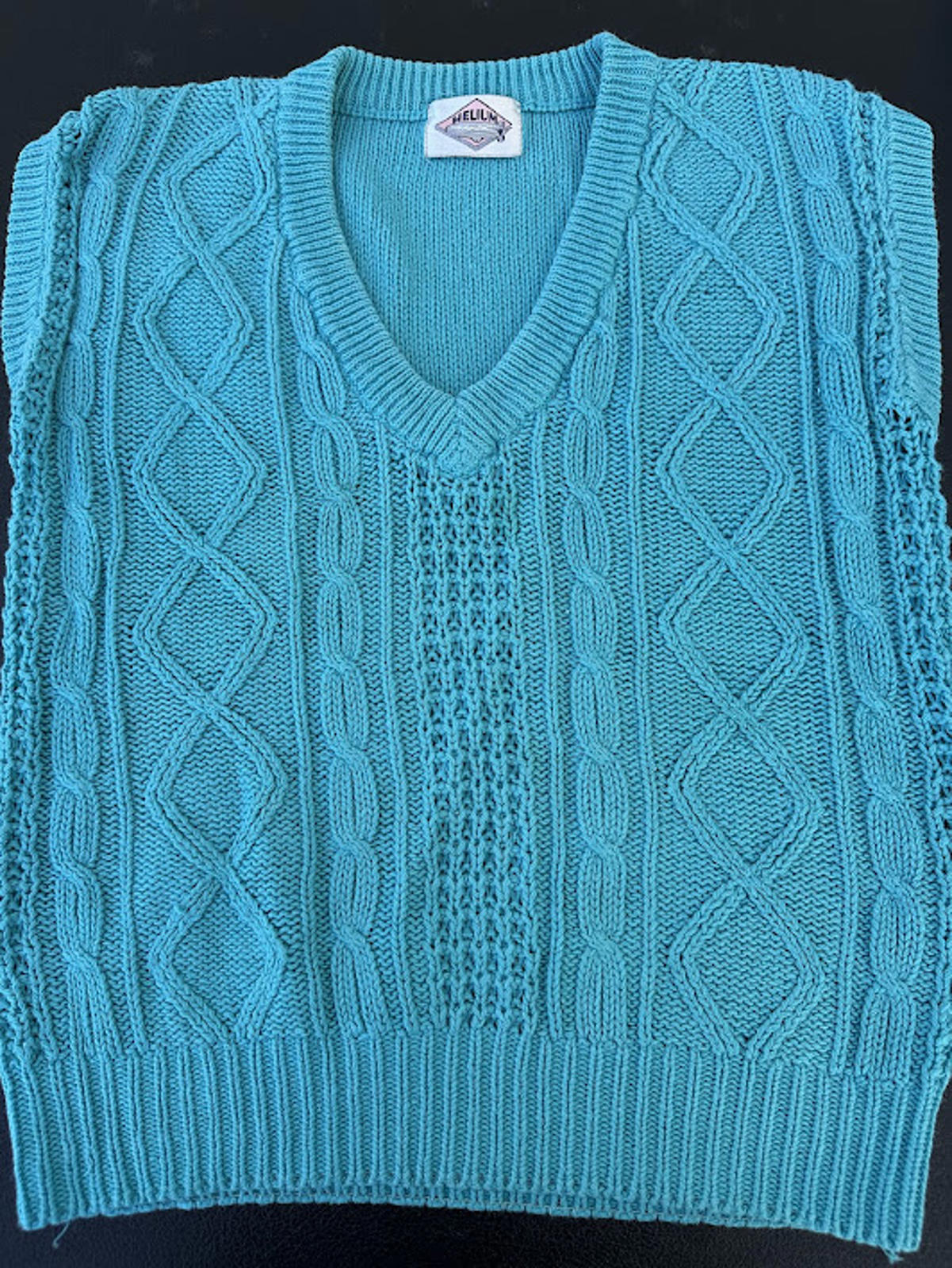 Helium Cable Knit Sweater Vest Turquoise
