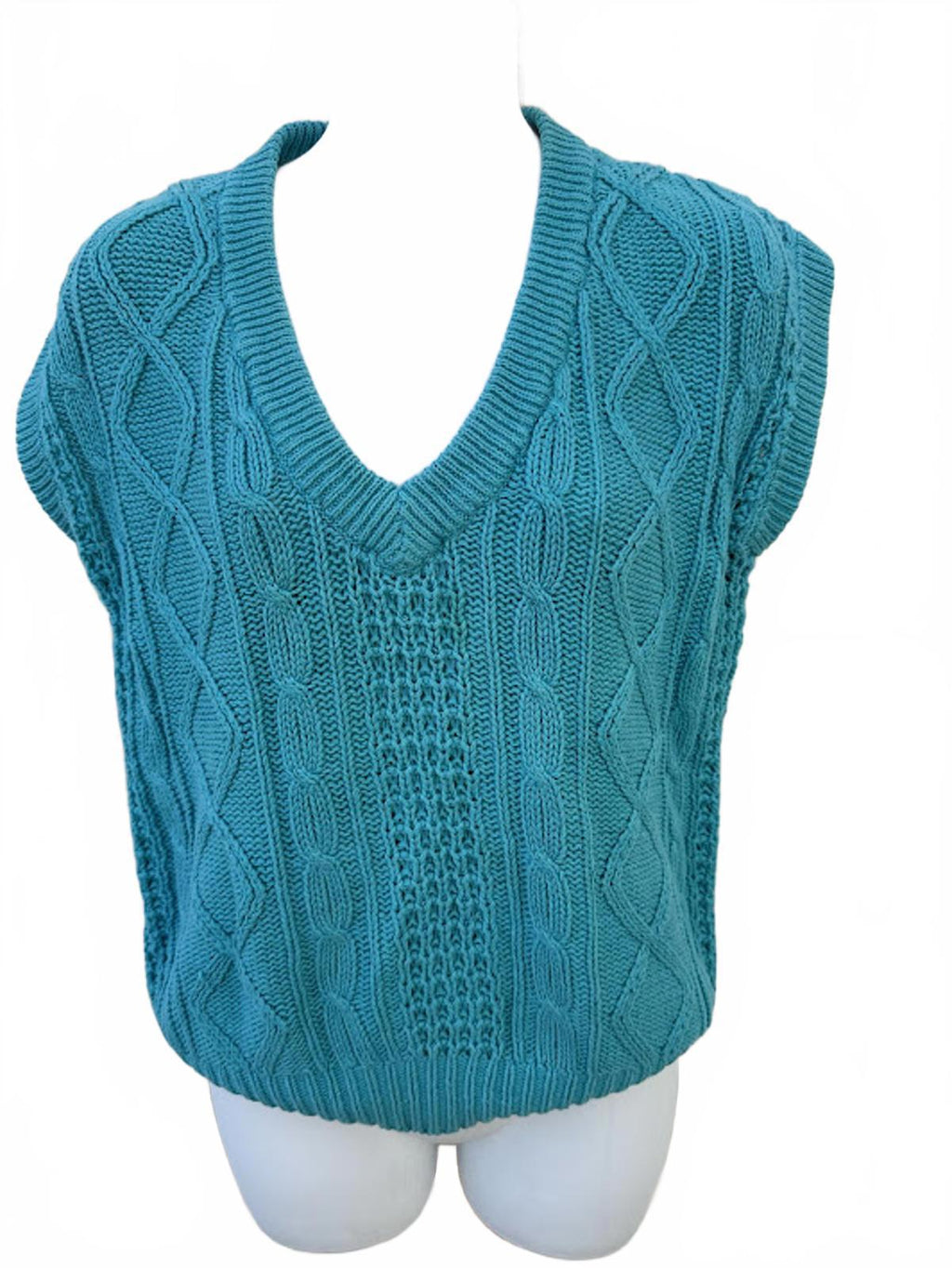 Helium Cable Knit Sweater Vest Turquoise