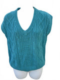 Helium Cable Knit Sweater Vest Turquoise