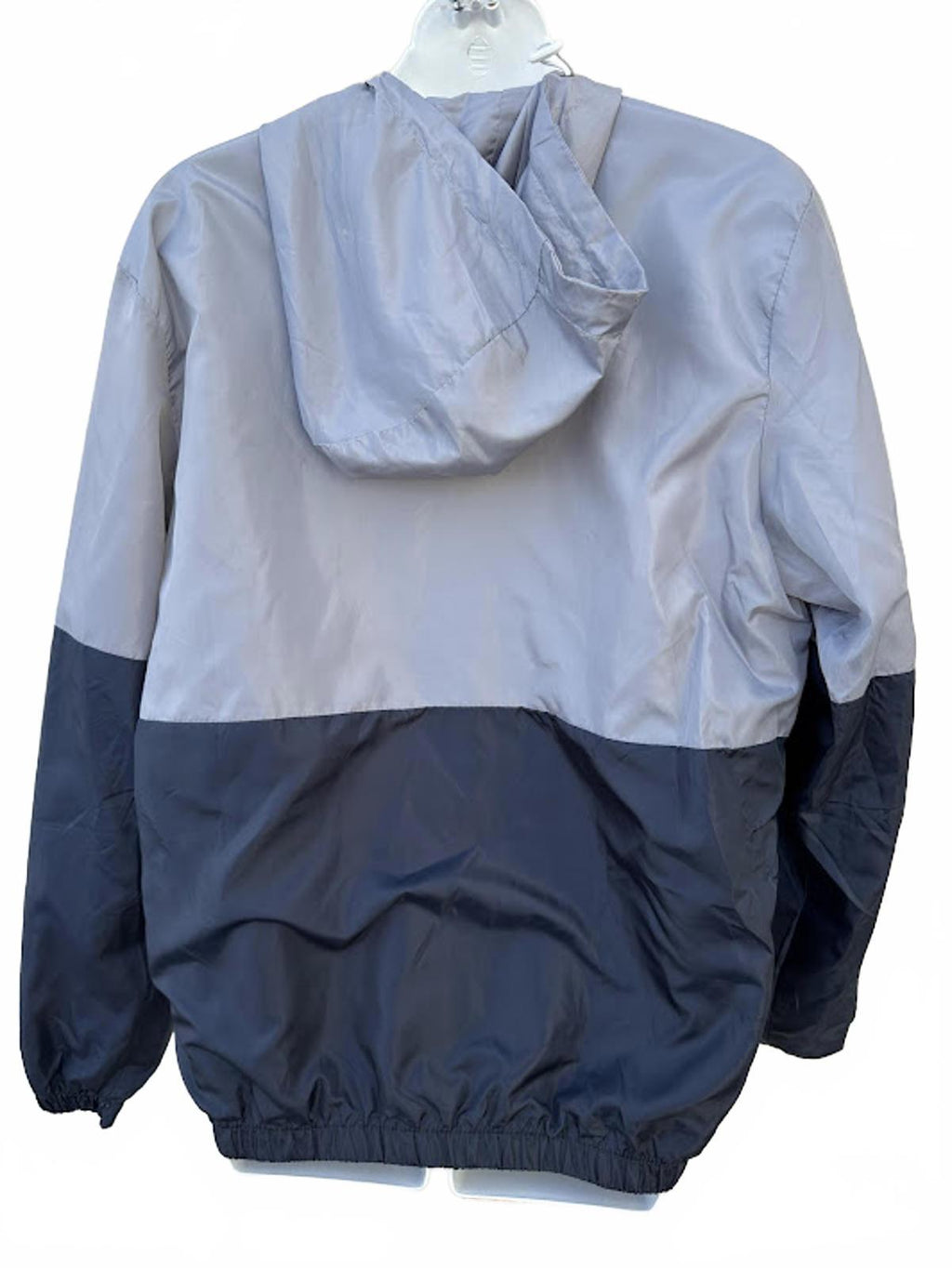 Gray Navy Colorblock Hooded Windbreaker Jacket M