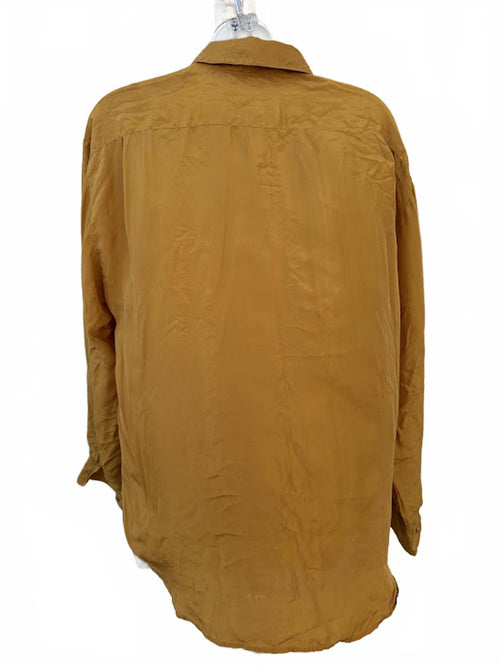 Bethany Mustard Silk Button Front Blouse L
