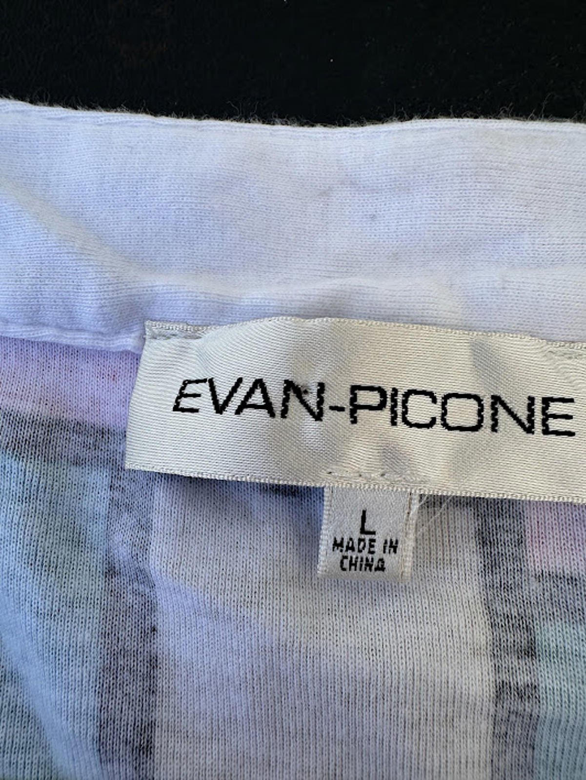 Evan-Picone Geometric Cotton Top L Pink Green
