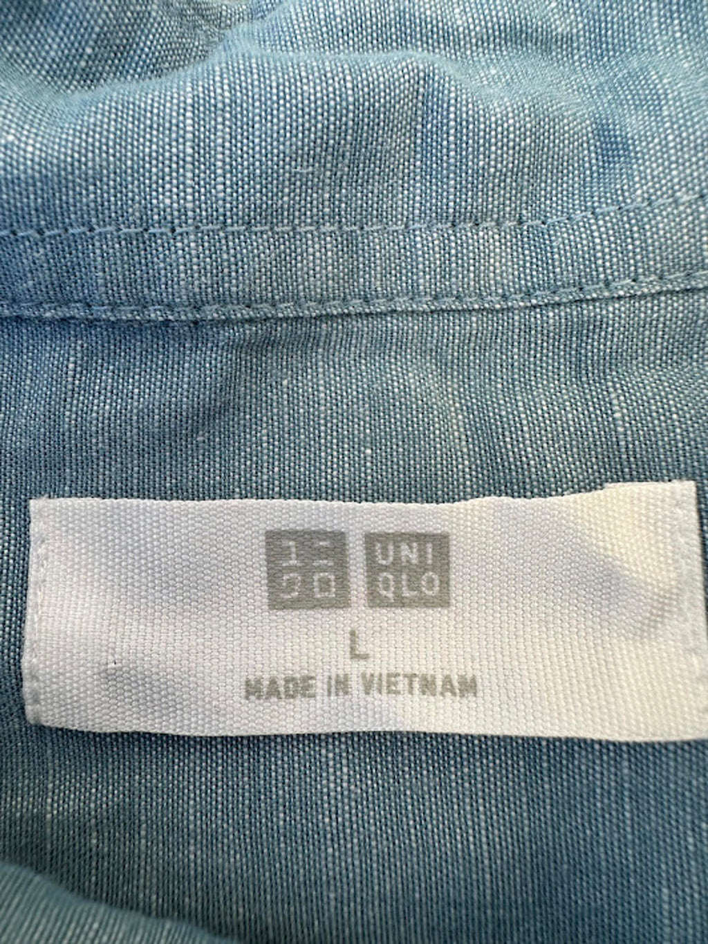 Uniqlo Linen Cotton Blue Short Sleeve Shirt L