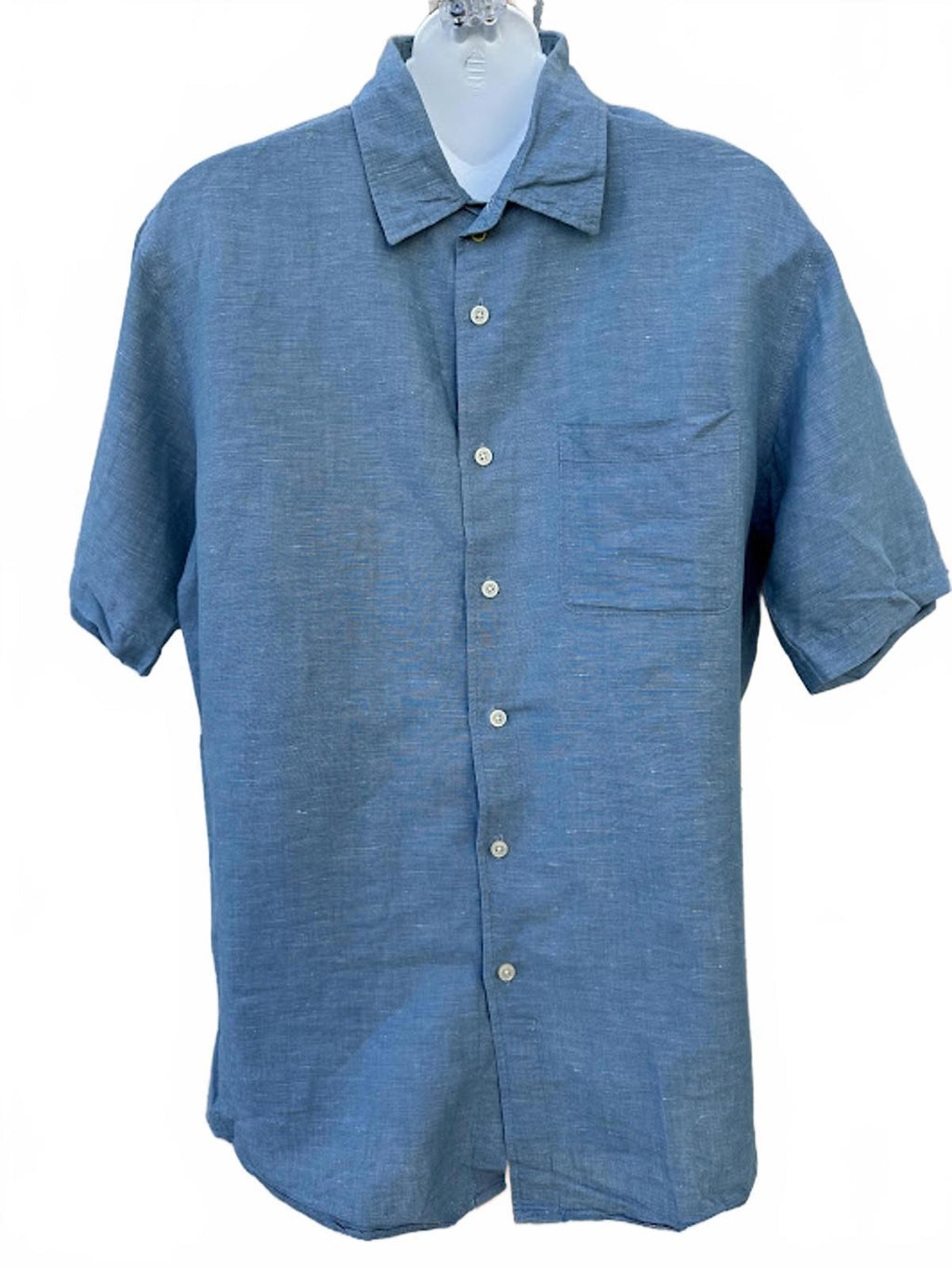 Uniqlo Linen Cotton Blue Short Sleeve Shirt L