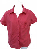 For Cynthia Salmon Linen Button Shirt M