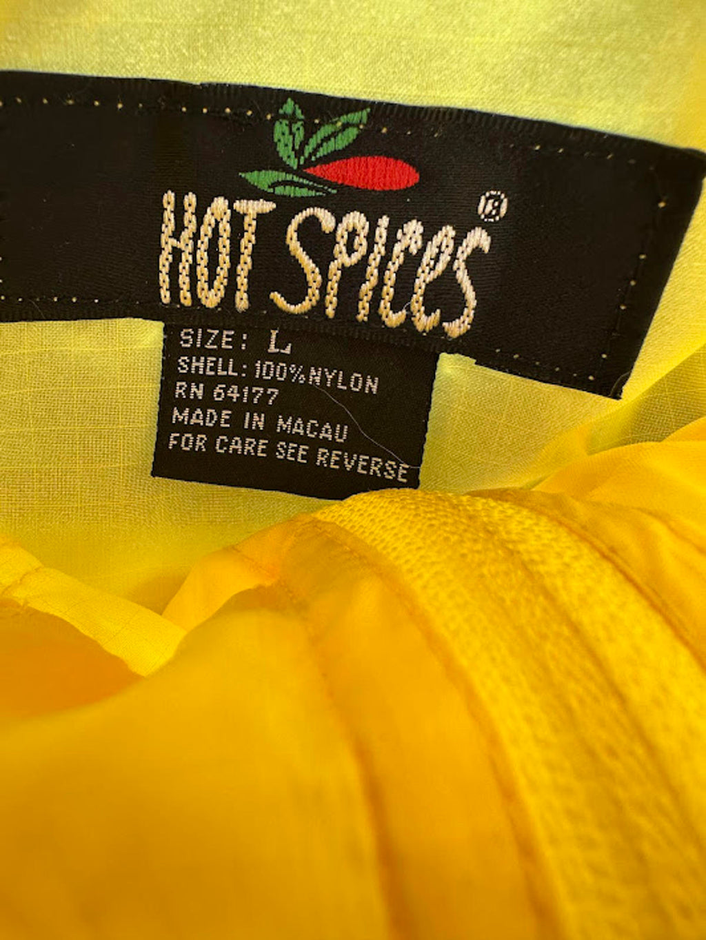 Hot Spices Neon Yellow Vintage Windbreaker L