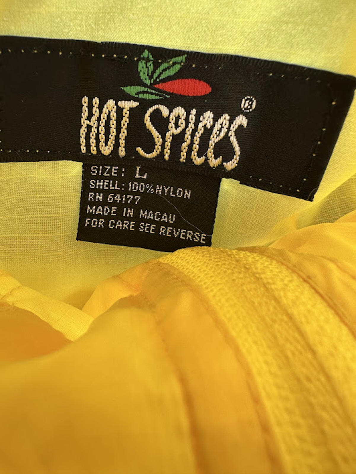 Hot Spices Neon Yellow Vintage Windbreaker L