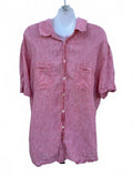 Billy Reid Pink Linen Short Sleeve Shirt XL Italy