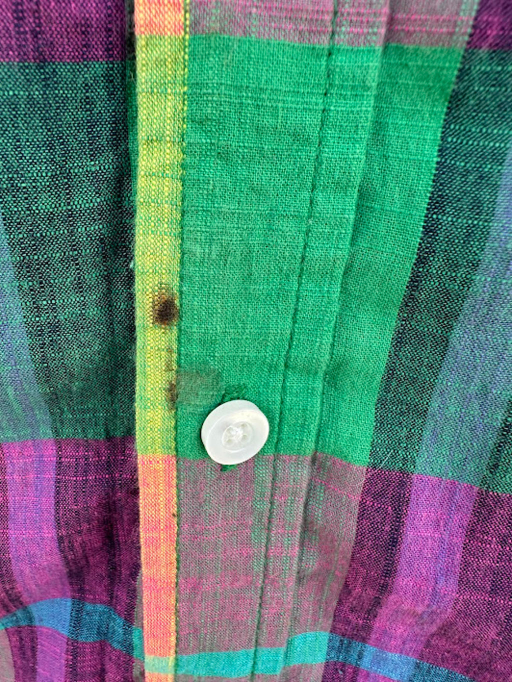 G&N Plaid Cotton Shirt L Made in India Short Sleeve