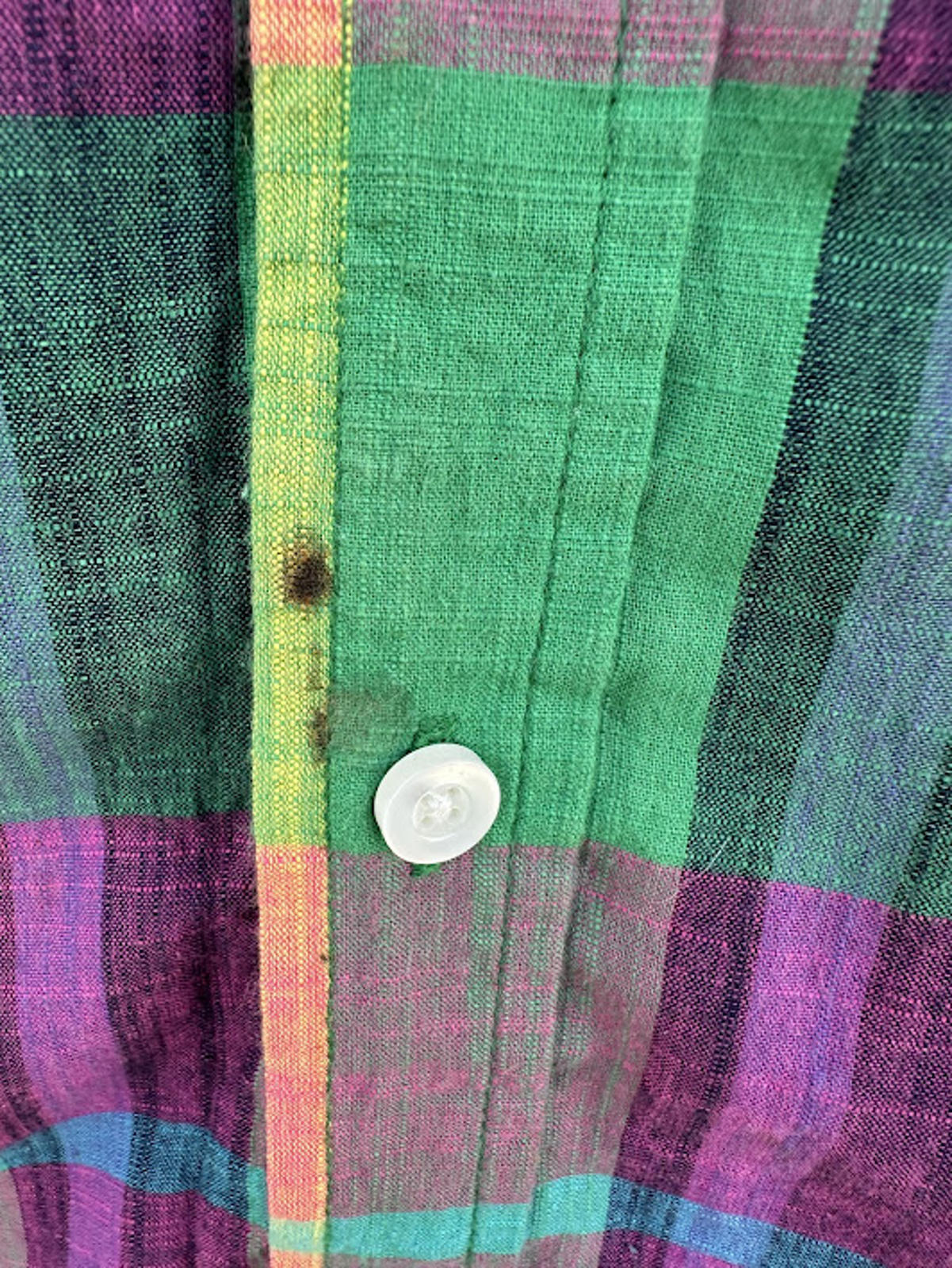 G&N Plaid Cotton Shirt L Made in India Short Sleeve