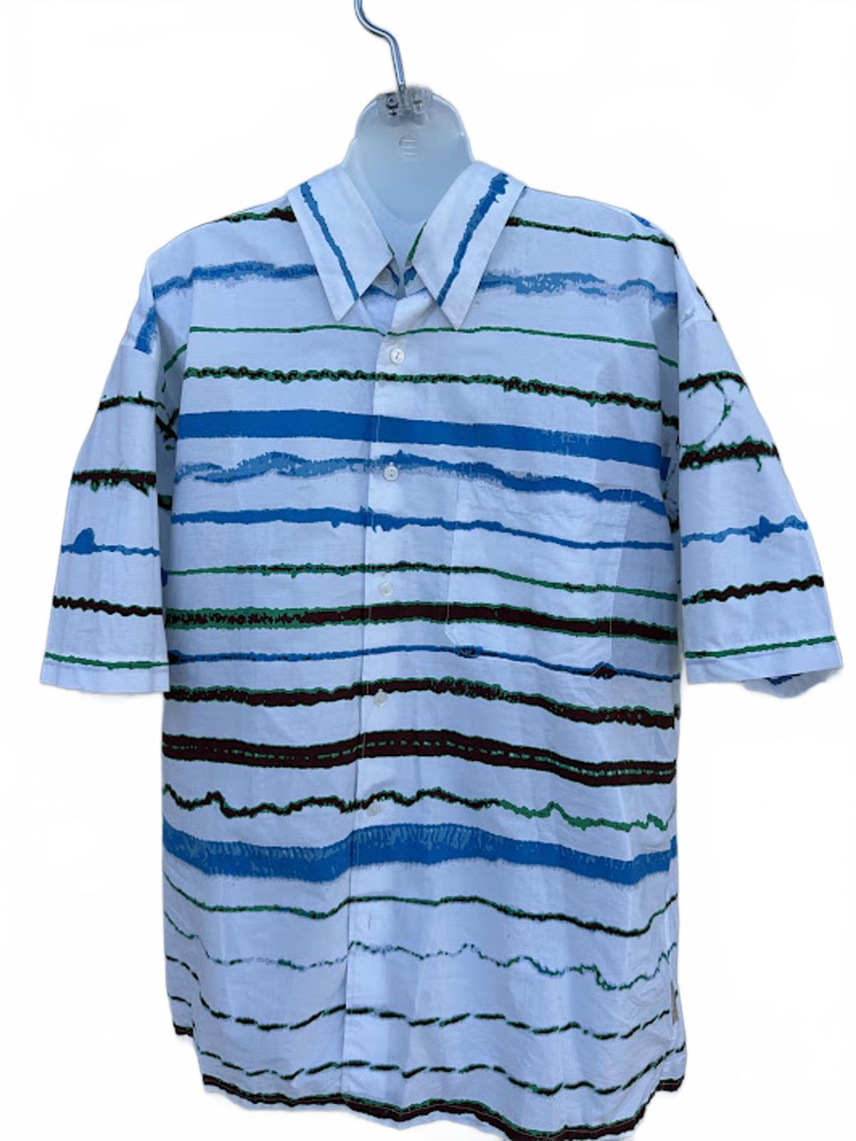 Hazard Abstract Stripe Cotton Shirt XL
