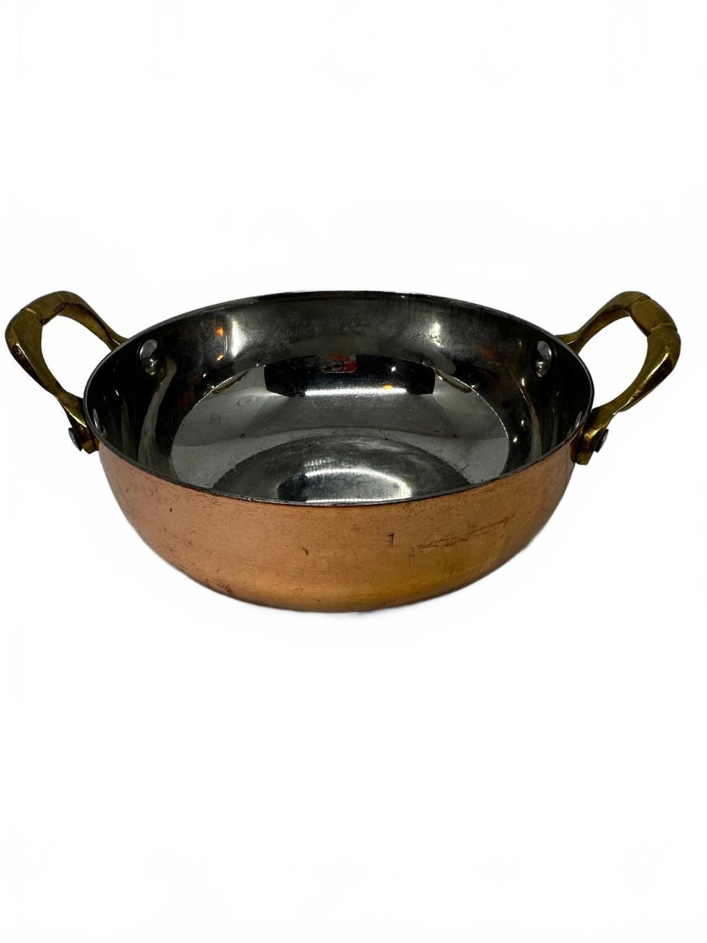 Vintage Mini Copper Au Gratin Pan Brass Handles 5"