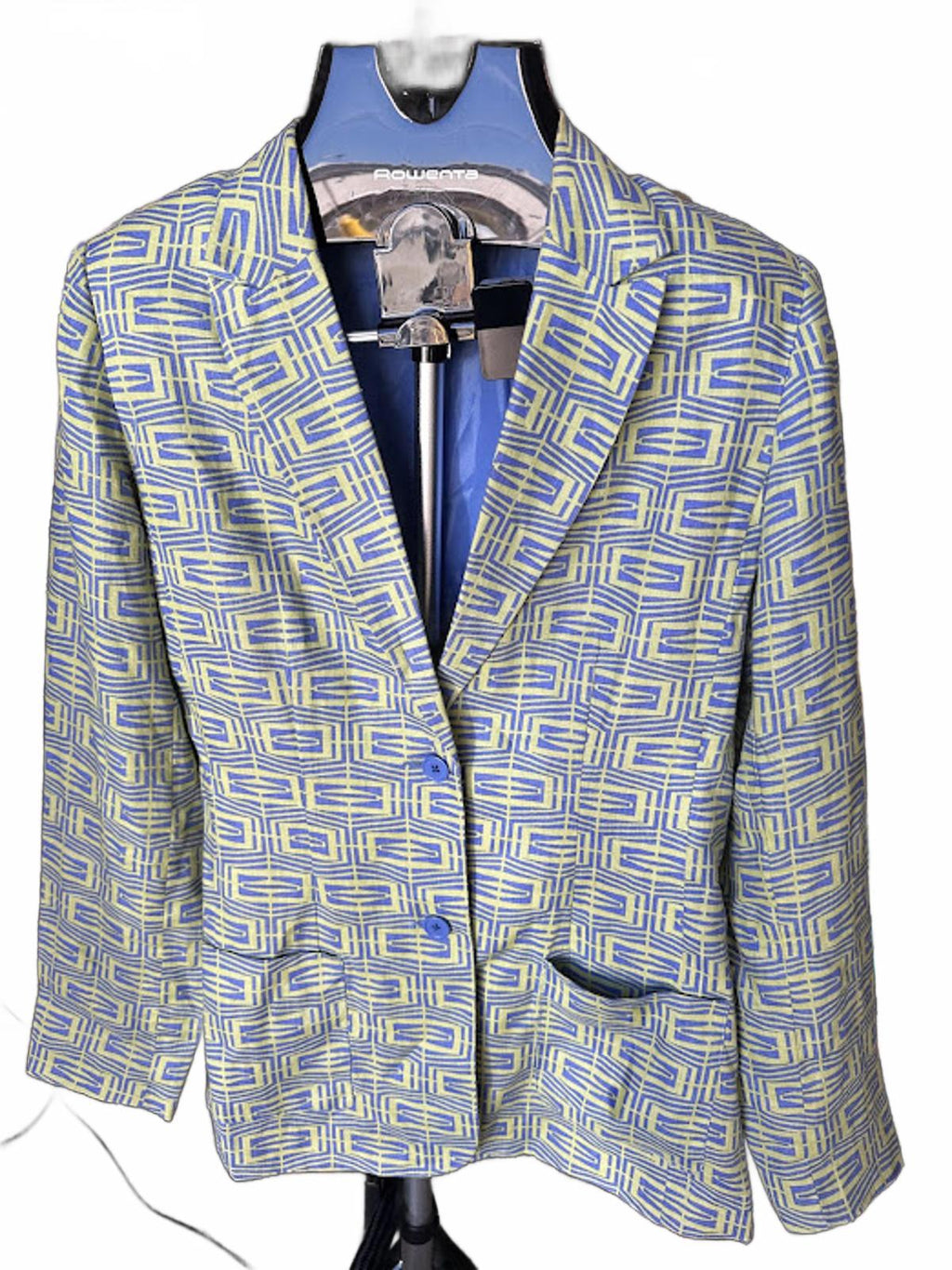 Metrostyle Linen Blazer Jacket Geometric 12T