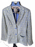 Metrostyle Linen Blazer Jacket Geometric 12T