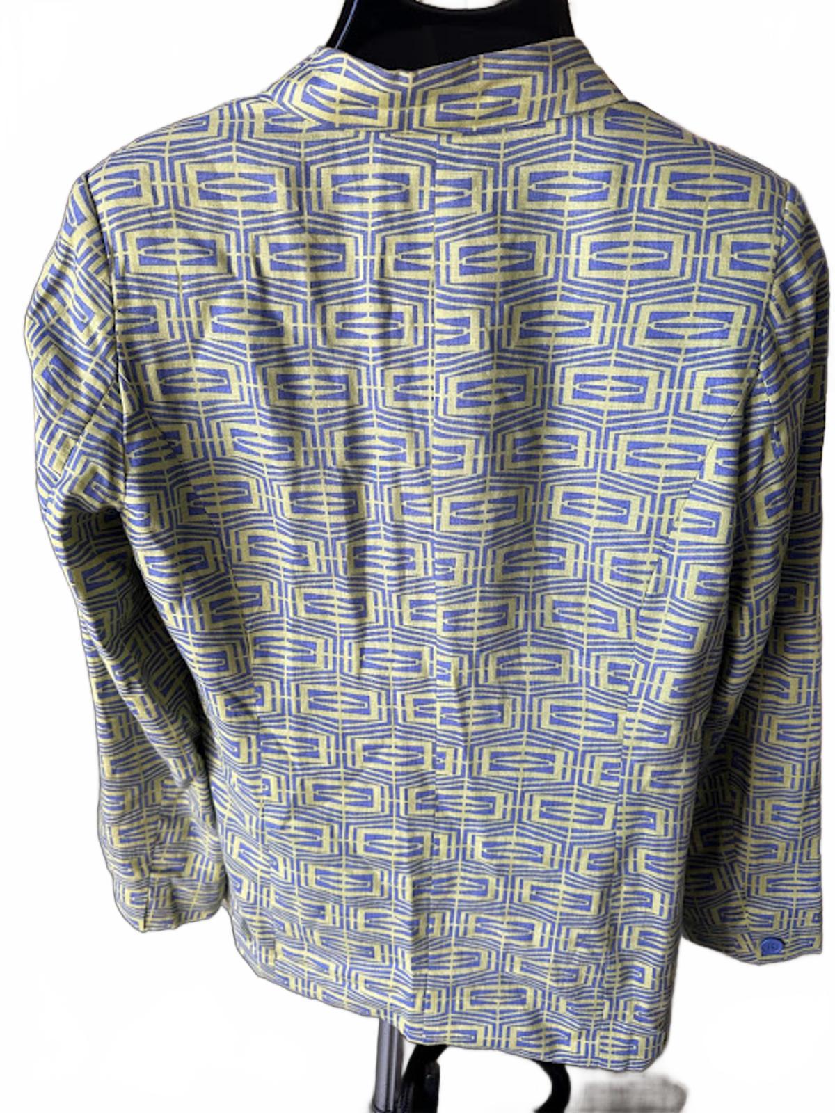 Metrostyle Linen Blazer Jacket Geometric 12T